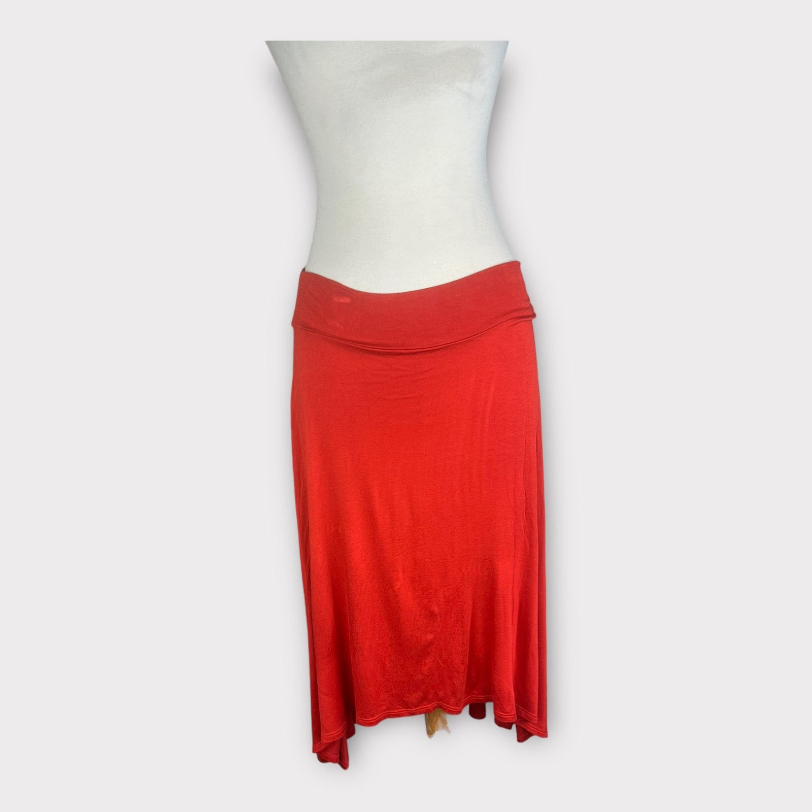 Nordstrom Mod Lusive | Fold-Over Hi-Low Midi Skirt Orange | Medium Size 30" / US 8 / IT 44 - 3 Thumbnail