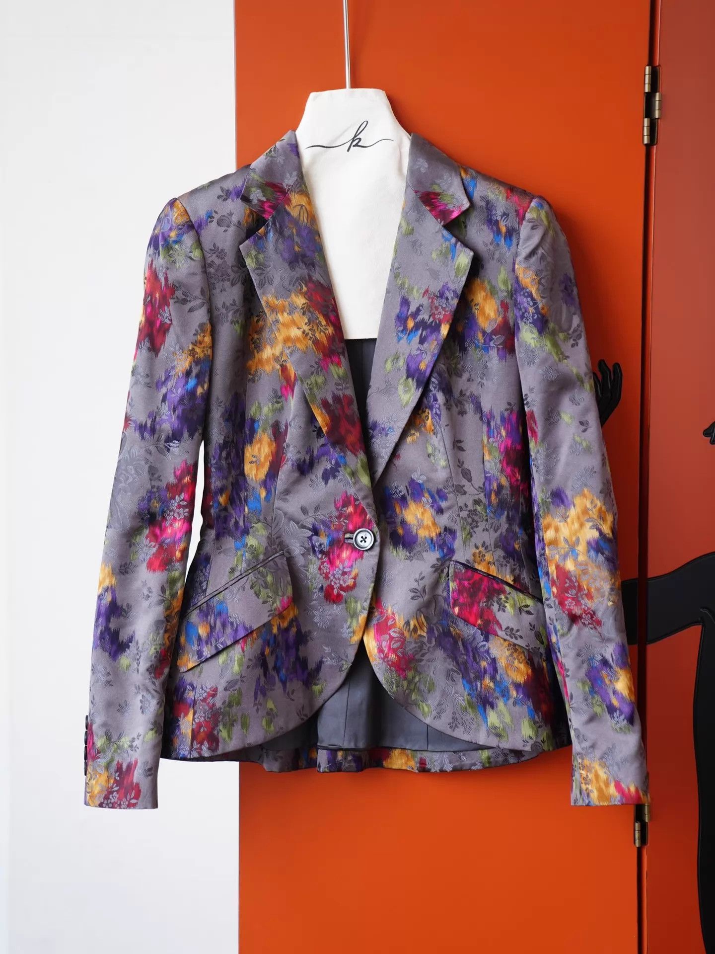Polo Ralph Lauren RL Vintage Black Label Silk Brocade Waist-Cinched Blazer US4 Size S / US 4 / IT 40 - 2 Thumbnail