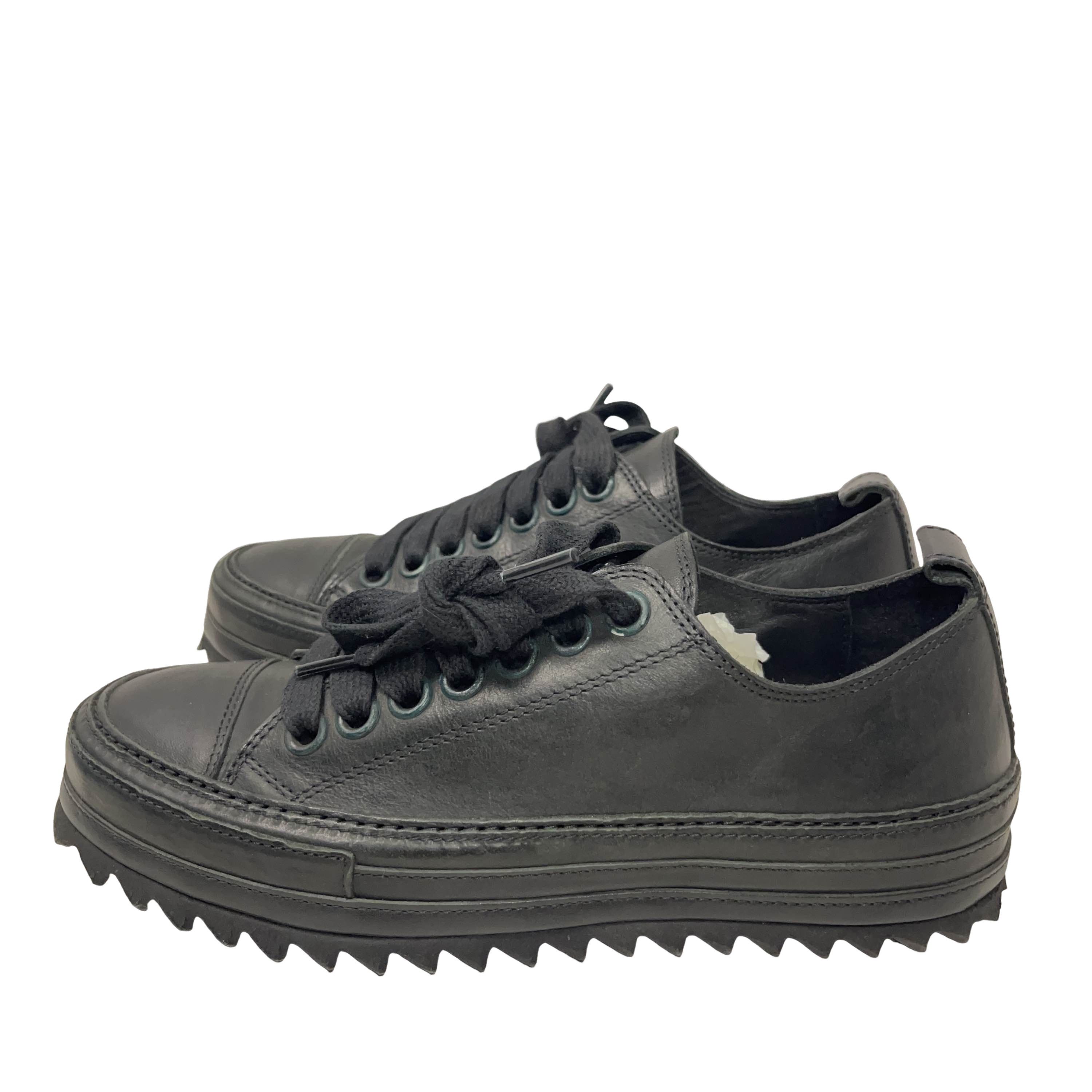 Ann Demeulemeester Black Leather Low-Top Sneakers Size 36