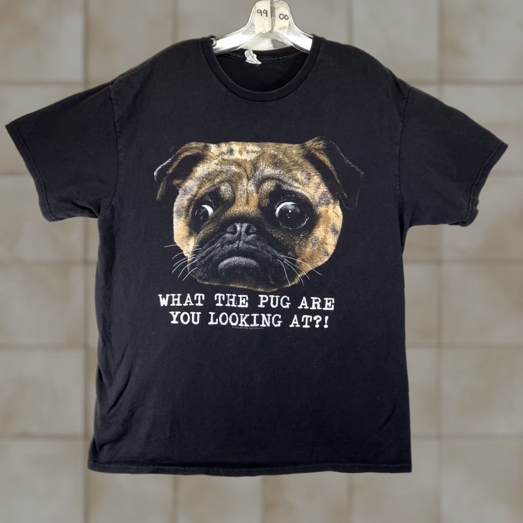 Delta Delta T-Shirt Mens L Black All Cotton Pug Face Graphic Funny Quote 2015 Vintage No Designer Dog Size US L / EU 52-54 / 3 - 1 Thumbnail