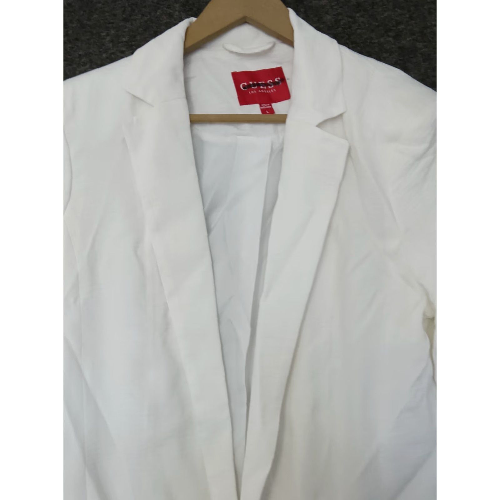 Guess GUESS Blazer Jacket Ivory Cotton Blend 3/4 Sleeve Mid-Length Button Closure Pockets Womens L Size L / US 10 / IT 46 - 3 Thumbnail