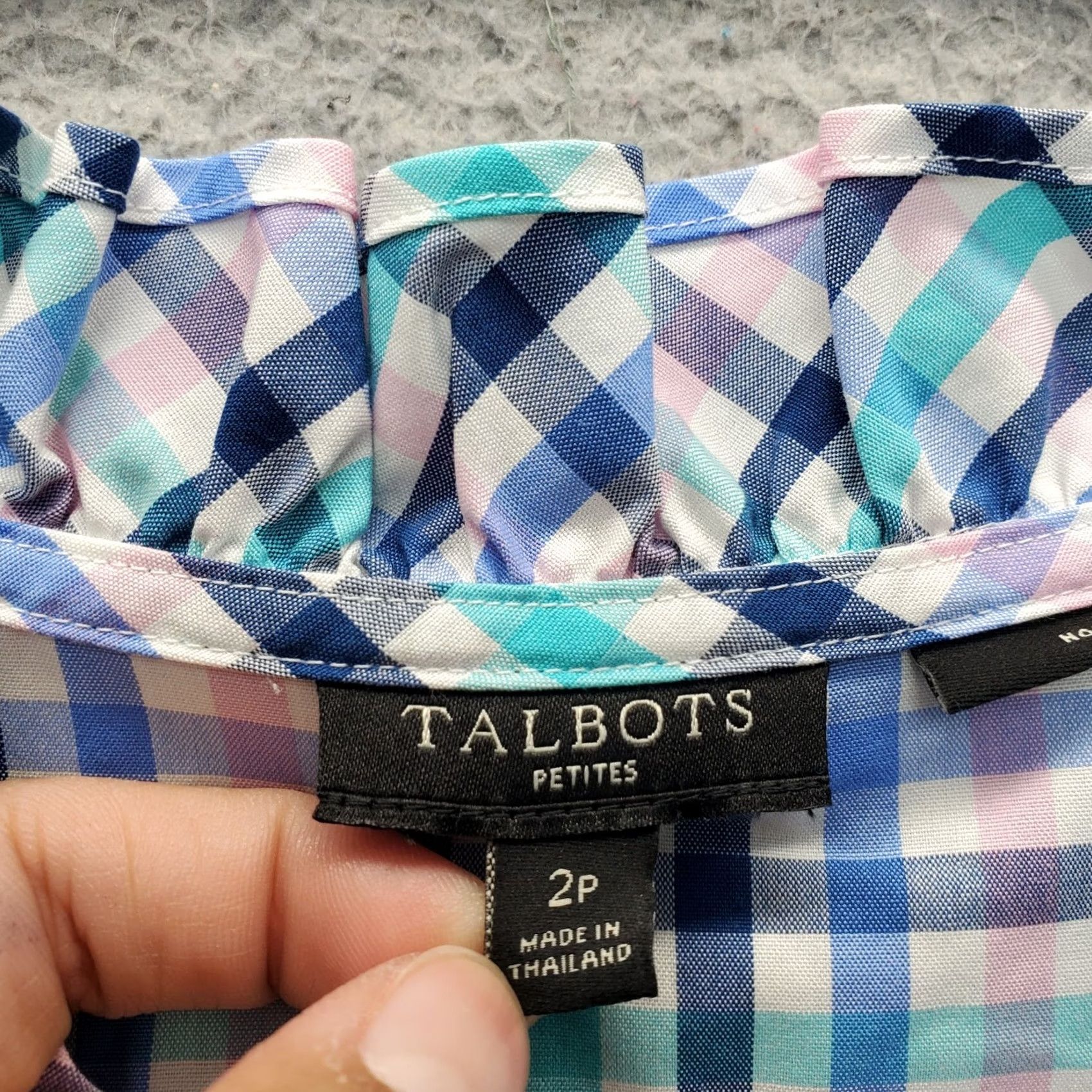 Talbots Talbots Womens Tunic Top 2P V-Neck Plaid Pullover Non-Iron Ruffle Multicolor Casual Shirt Size XS / US 0-2 / IT 36-38 - 5 Thumbnail