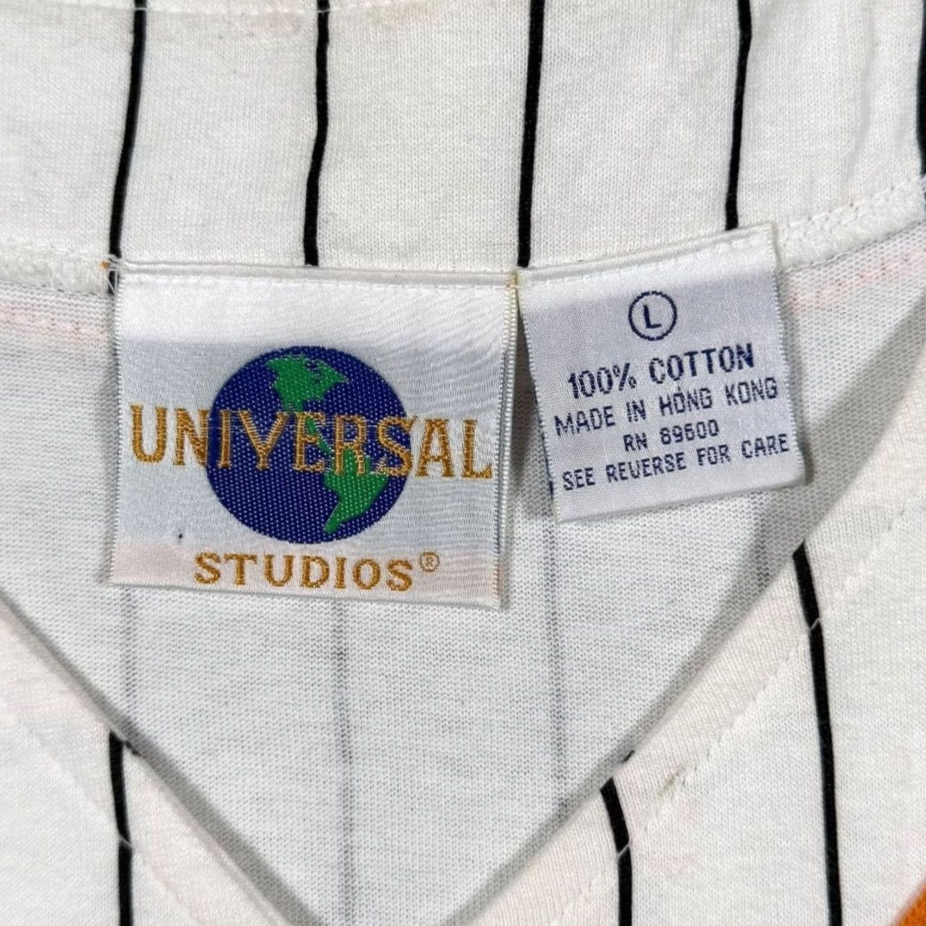 Vintage VINTAGE Universal Studios Hollywood Pinstripe Cotton Baseball Jersey Shirt Large XL Mens White Pinstripe Hollywood 90s Size US L / EU 52-54 / 3 - 3 Thumbnail