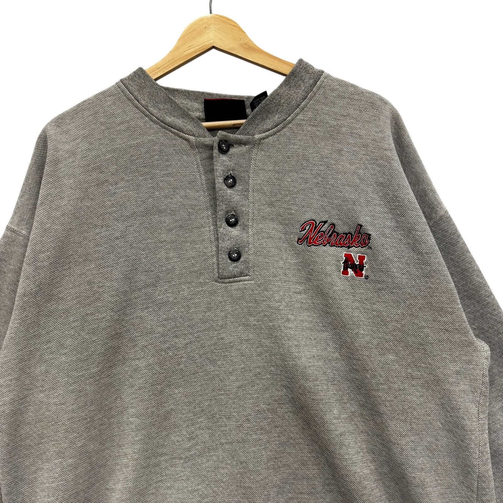 Vintage VTG University of Nebraska Embroidered Henley Crewneck XL Size US XL / EU 56 / 4 - 2 Thumbnail