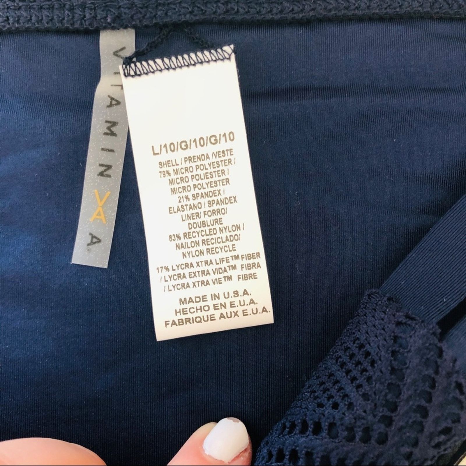 Anthropologie NEW VITAMIN A Navy Blue Textured Cutout Strap Bikini Bottom Size ONE SIZE - 3 Thumbnail
