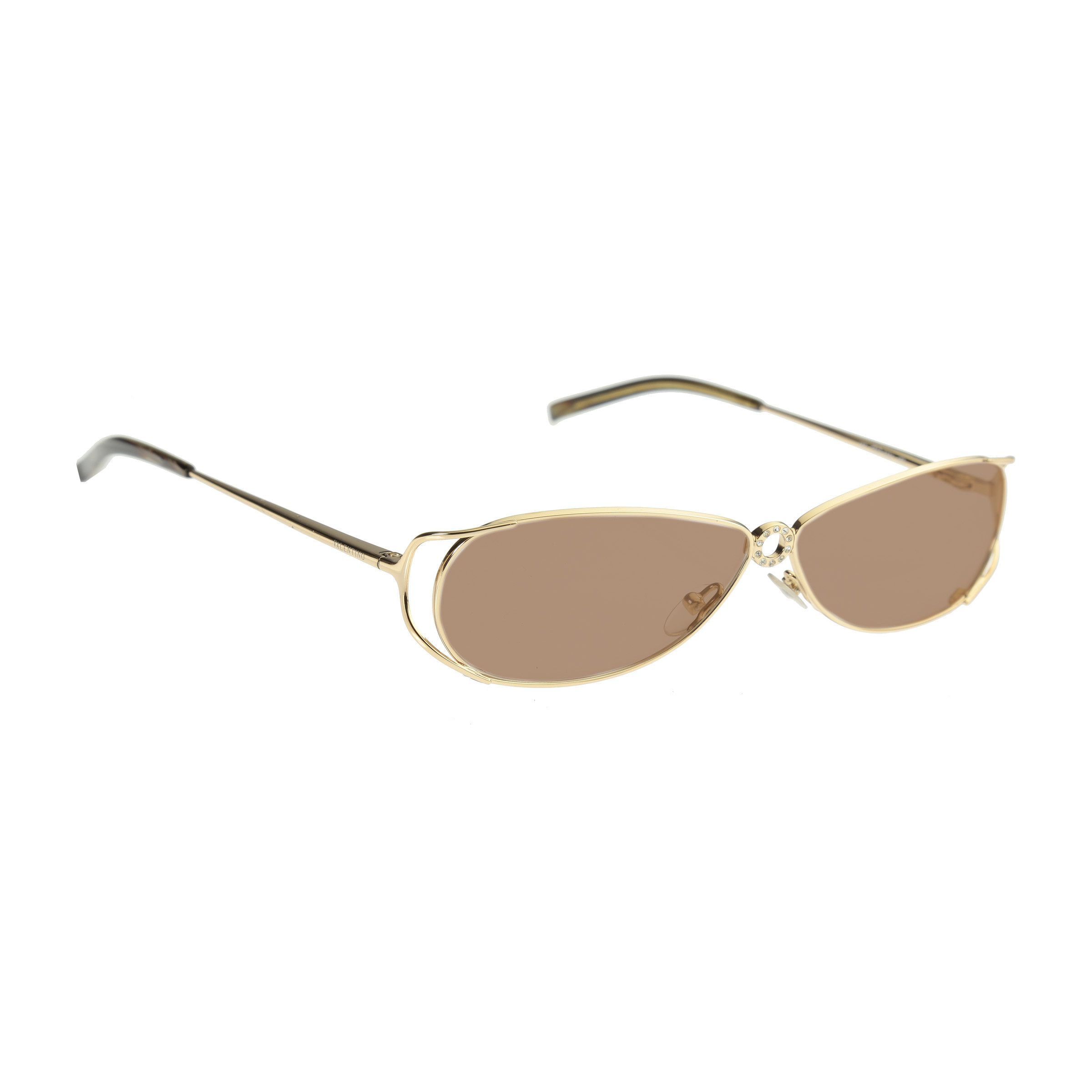 Valentino Valentino '90s Crystals Gold Frames V 5321 Sunglasses Brown Size ONE SIZE - 3 Thumbnail