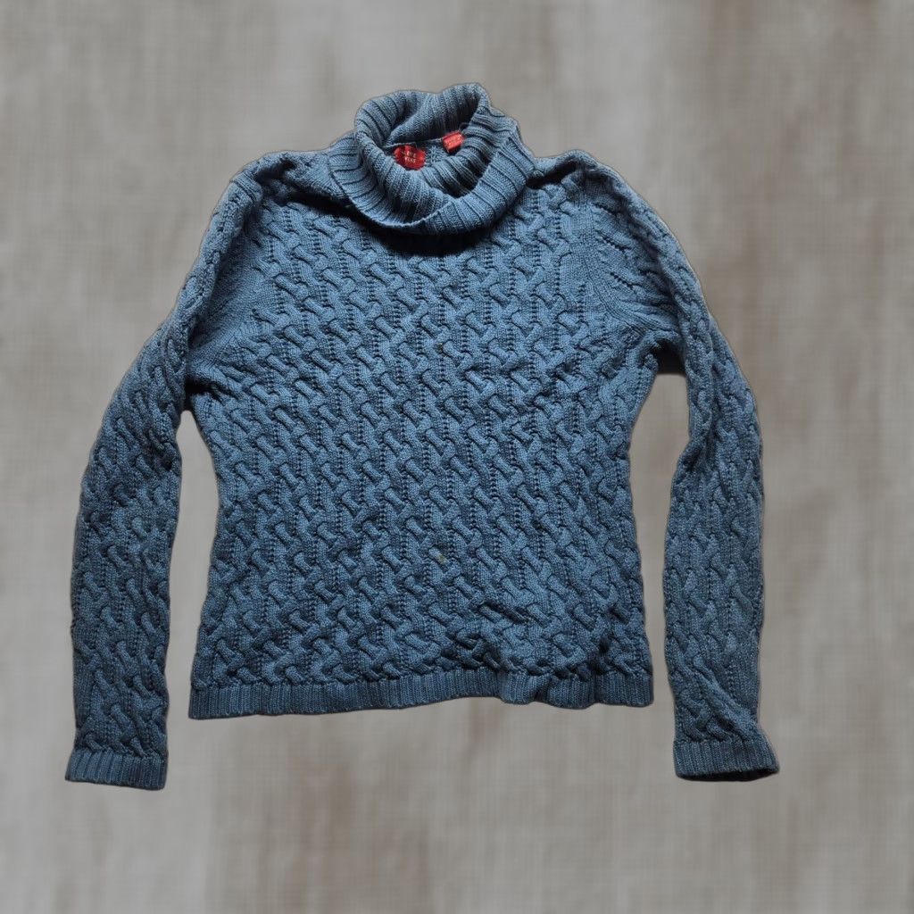 Vintage Valerie Stevens Blue Knit Sweater Cowl Neck Long Sleeve Pullover Women's Medium Size M / US 6-8 / IT 42-44 - 1 Thumbnail