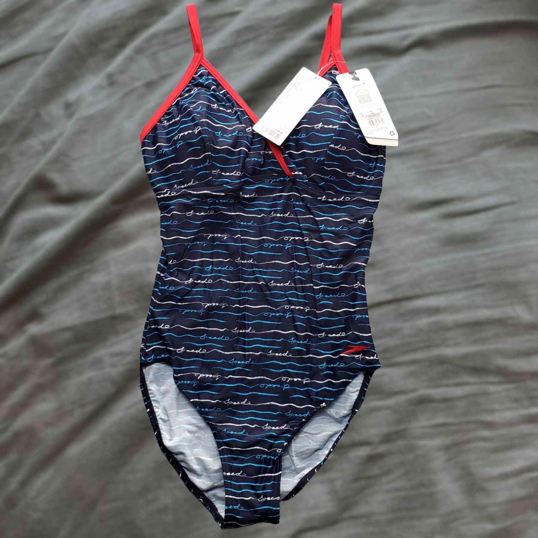 Speedo Speedo Womens 38 Multi Script Wave Patterned One Piece Tommy Control Womens Size 38 Multicolor Geometric Pattern Size ONE SIZE - 1 Thumbnail