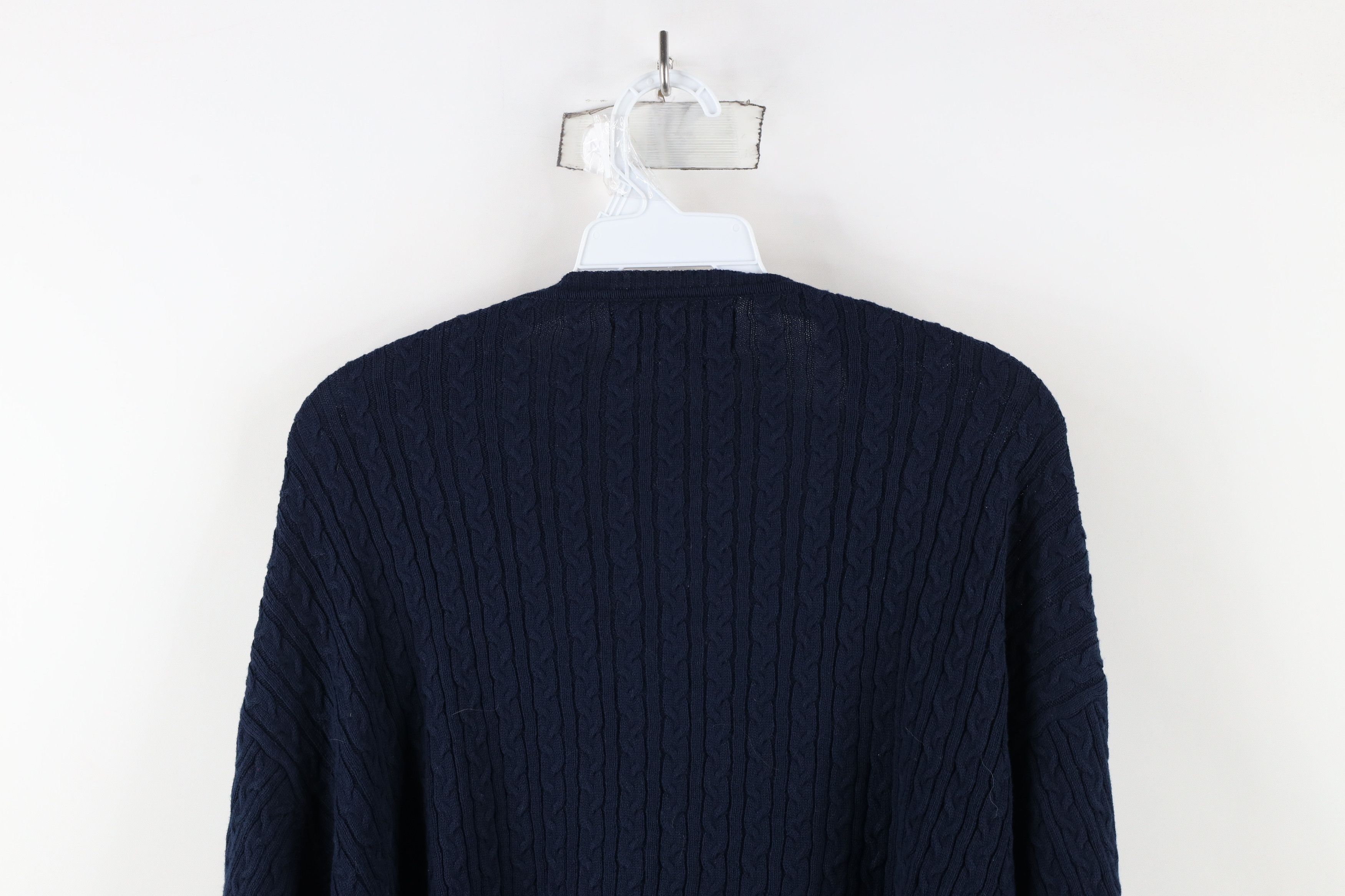 Vintage Vintage 90s Streetwear Cotton Cable Knit V-Neck Sweater Blue Size US XXL / EU 58 / 5 - 8 Thumbnail
