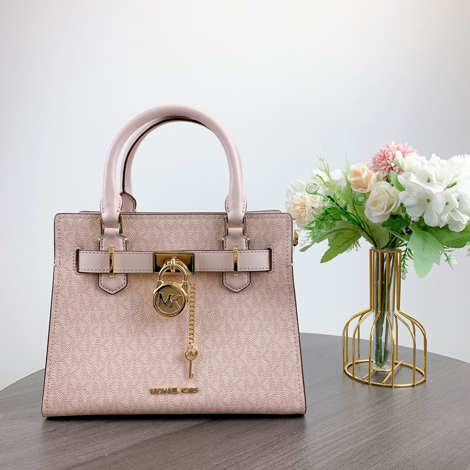 Michael Kors Michael Kors 35F1GHMS1B Hamilton Small Logo Satchel IN PWDR Size ONE SIZE - 3 Thumbnail