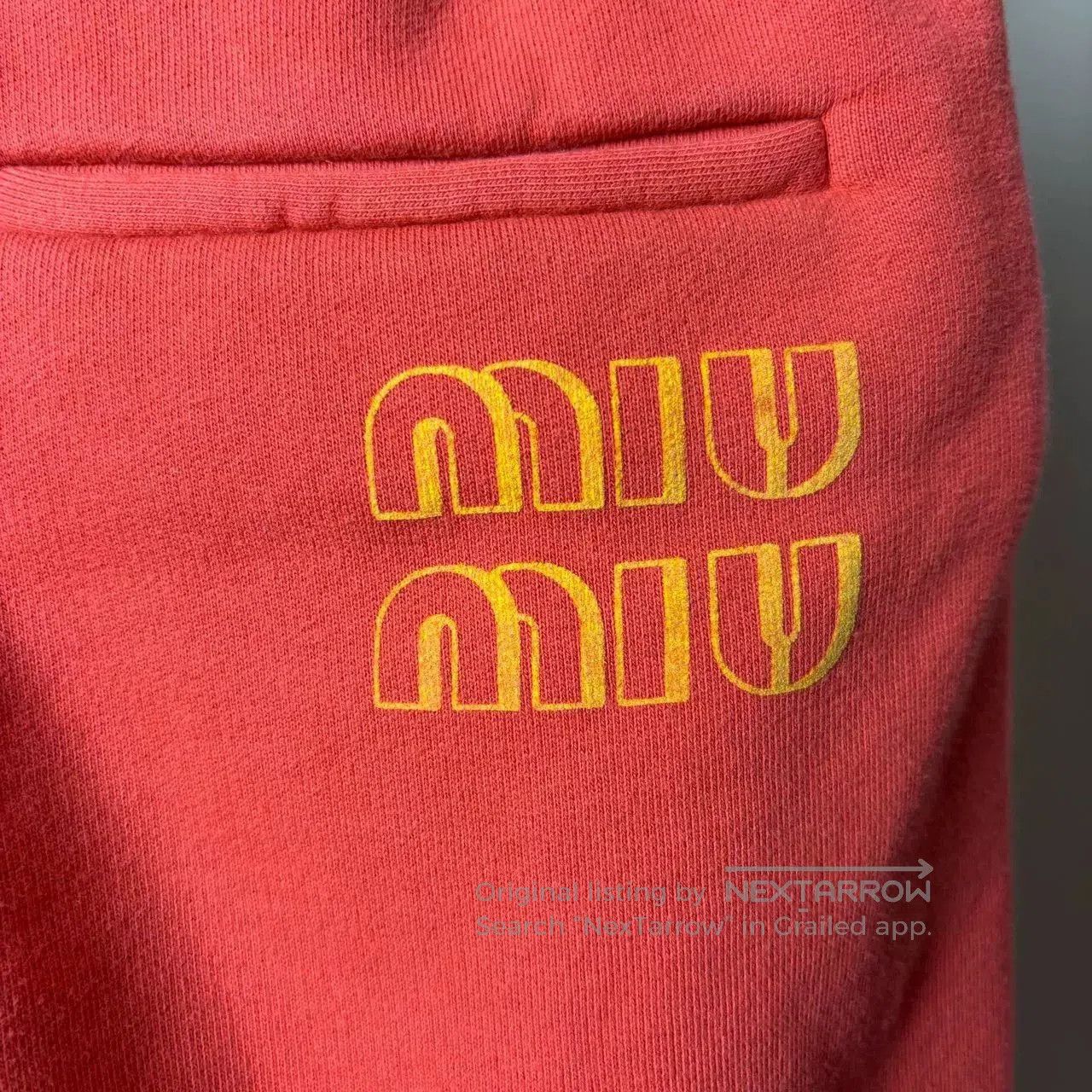 Miu Miu Miu Miu Red Logo Print Drawstring Shorts. Size 37" - 3 Thumbnail