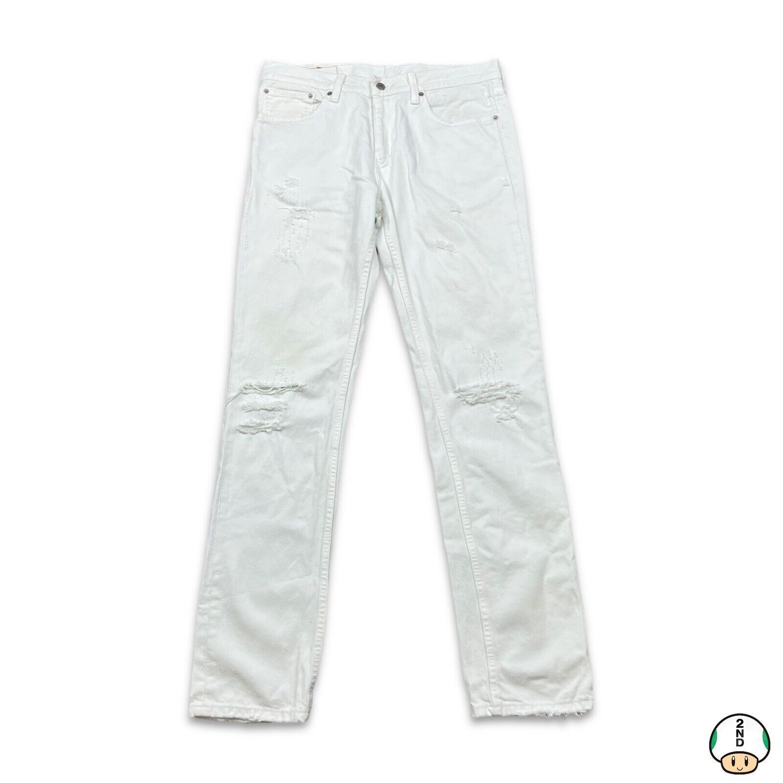 Levi's × Vintage Levi's 511 Jeans 33x34 White Distressed Slim Fit Denim Size US 33 - 1 Thumbnail