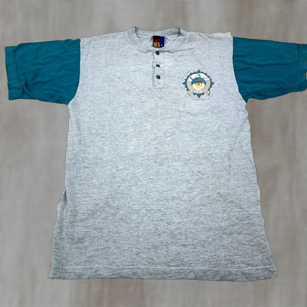Vintage VINTAGE Sun Shirt Men M Gray 90s Looney Tunes Taz Henley Tasmanian Devil Graphic Print Logo Cotton Knit Short Sleeve Vintage Classic Grunge 90s Mens Size US M / EU 48-50 / 2 - 1 Thumbnail