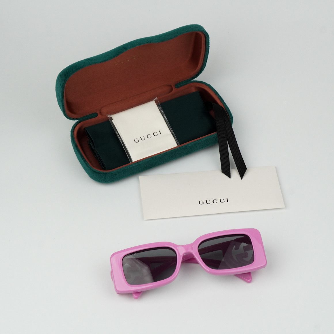 Gucci NEW Gucci GG1325S 006 Pink Grey Rectangle Unisex Sunglasses Size ONE SIZE - 8 Thumbnail