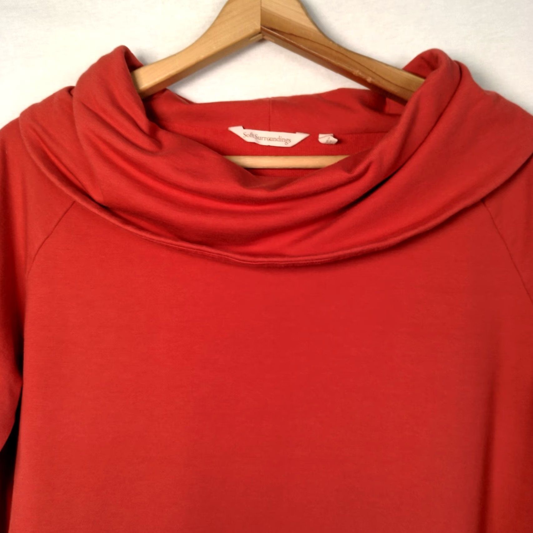 Soft Surroundings Soft Surroundings Tunic Shirt Women M Orange Long Sleeve High Neck Casual Pullover Knit Cotton Modal Spandex Regular Everyday Classic Comfort 90s? Size M / US 6-8 / IT 42-44 - 3 Thumbnail