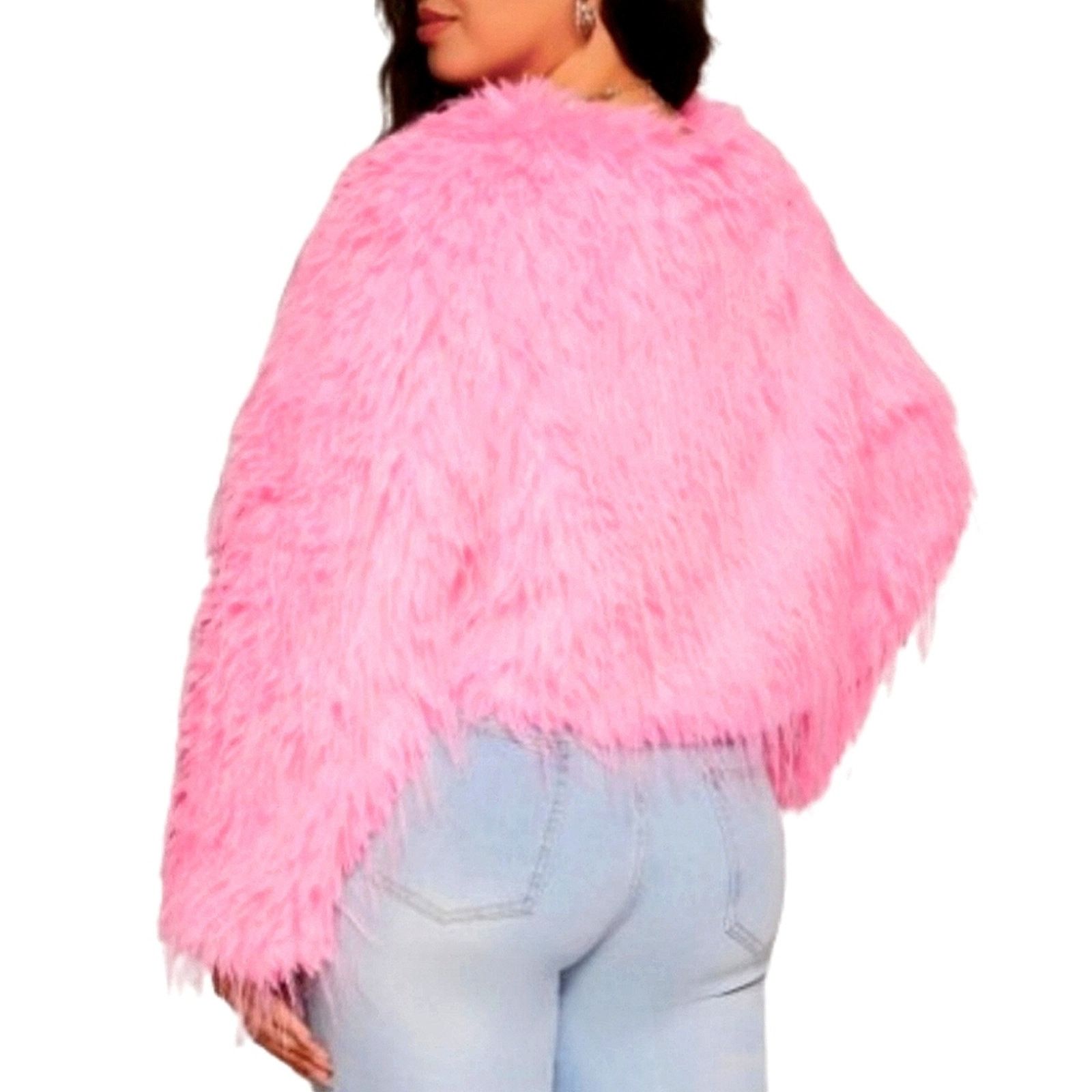 Other HOT PINK ☆ FLUFFY ☆ FAUX FUR ☆ CROPPED JACKET 3x ☆ NWT Size 3XL / US 20-22 - 4 Thumbnail
