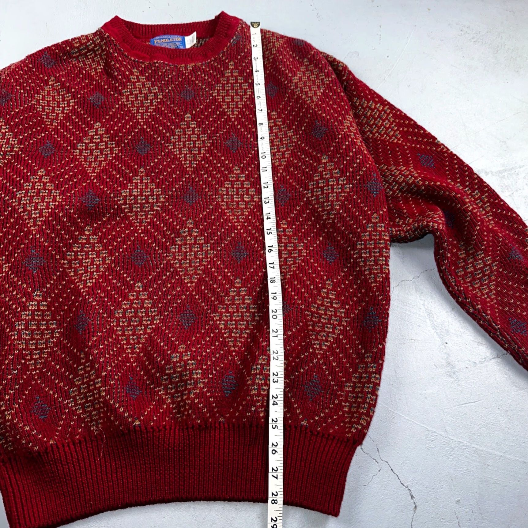 Pendleton VINTAGE Pendleton Sweater Mens L Wool Red 100% Knit Crew Neck Plaid USA Christmas Fall Winter 90s Size US L / EU 52-54 / 3 - 5 Thumbnail