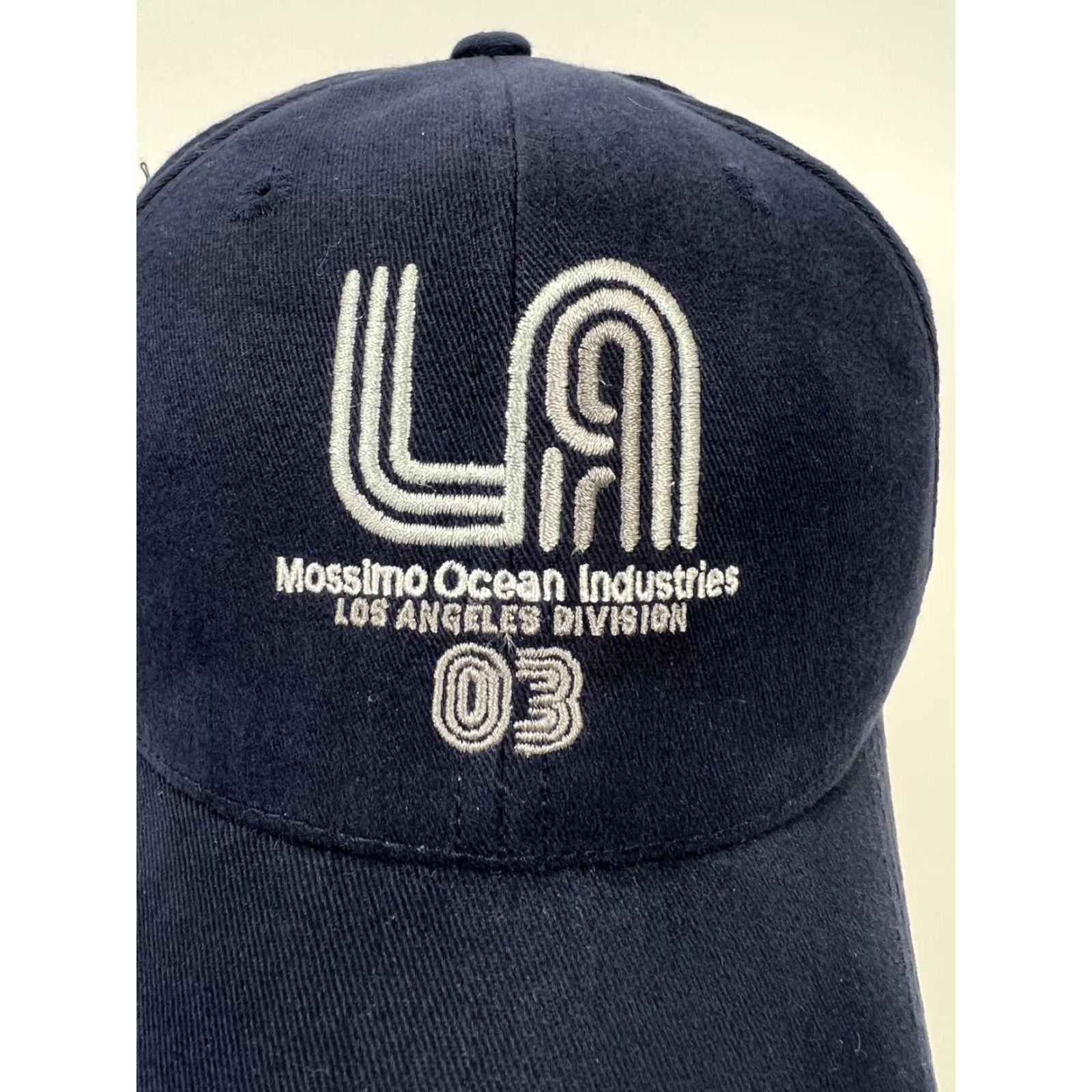 Mossimo VINTAGE Mossimo LA Hat Cap Fitted Mens One Size Navy Blue Y2K 03 Size ONE SIZE - 2 Thumbnail