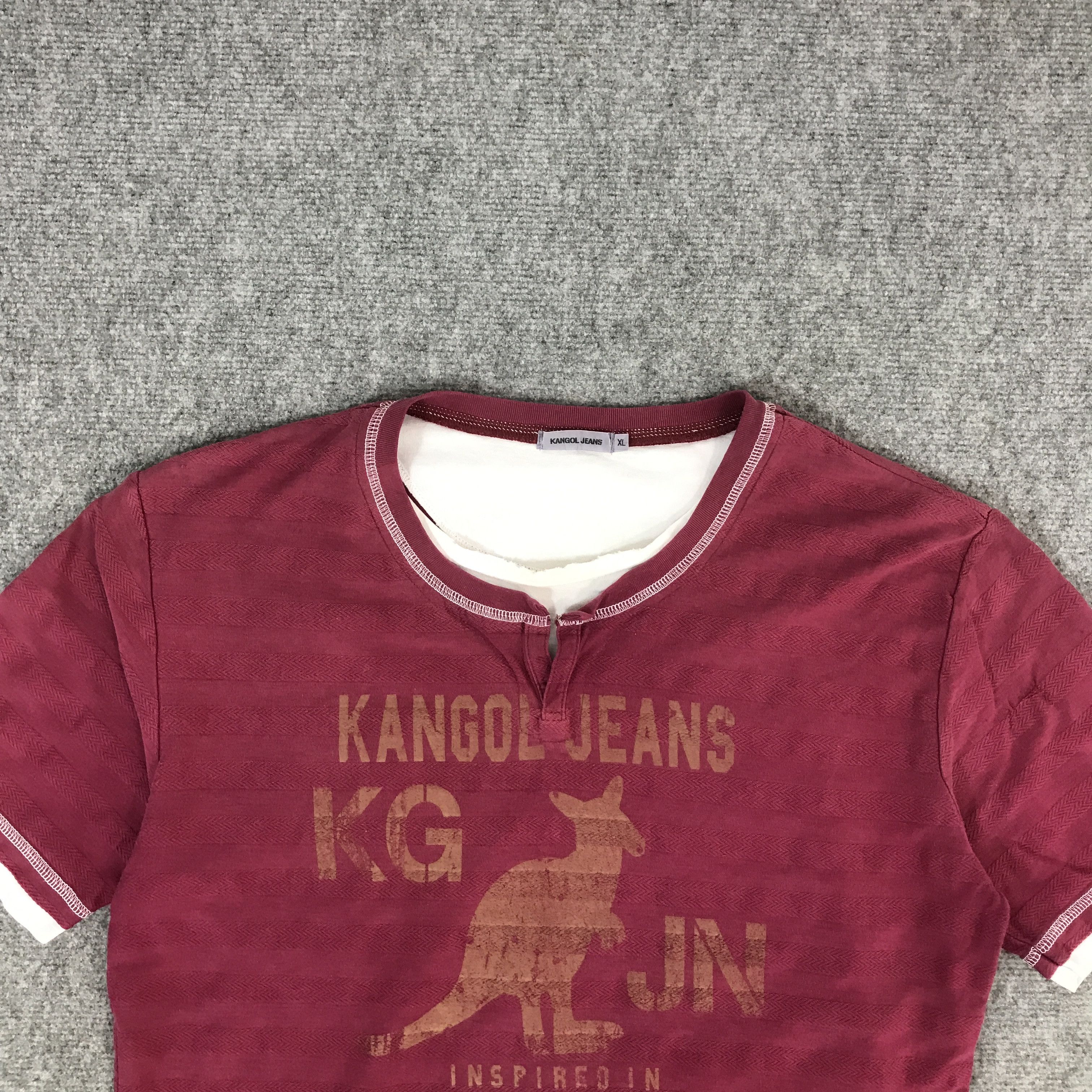 Japanese Brand × Kangol KANGOL JEANS STRIPED LOGO DESIGN DOUBLE TSHIRTS Size US XL / EU 56 / 4 - 3 Thumbnail
