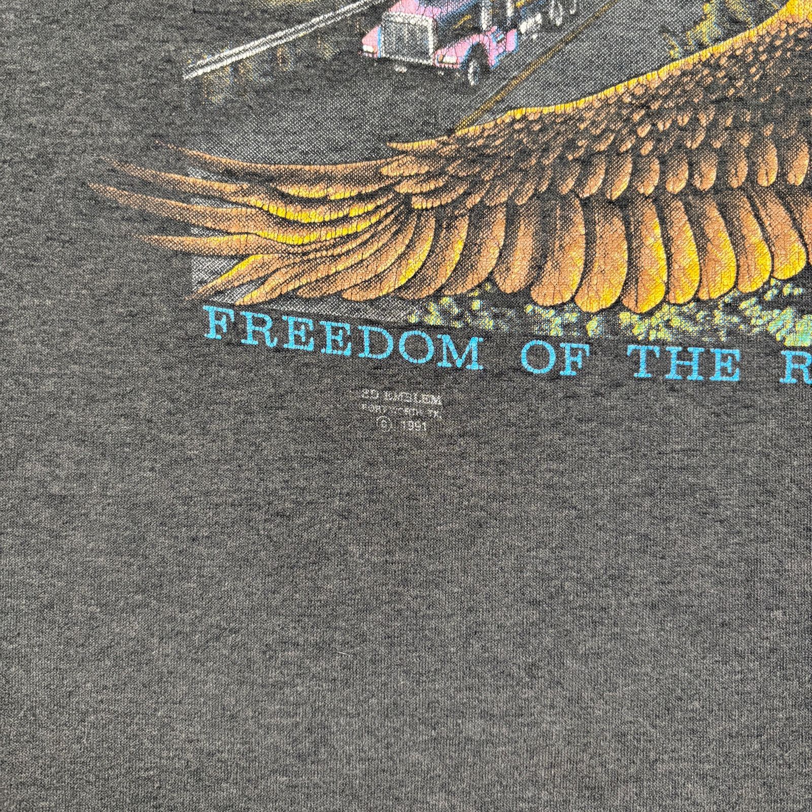 Harley Davidson VTG 80s 3D Emblem Freedom Of The Road T-Shirt Black Size US XL / EU 56 / 4 - 3 Thumbnail