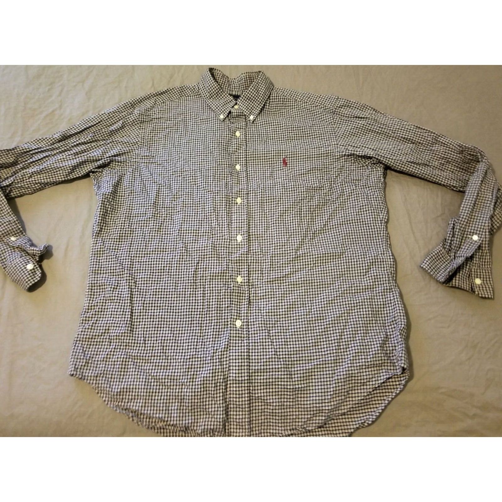 Polo Ralph Lauren Polo Ralph Lauren Shirt Mens L Dress Navy Button Cotton Size 42R - 2 Thumbnail