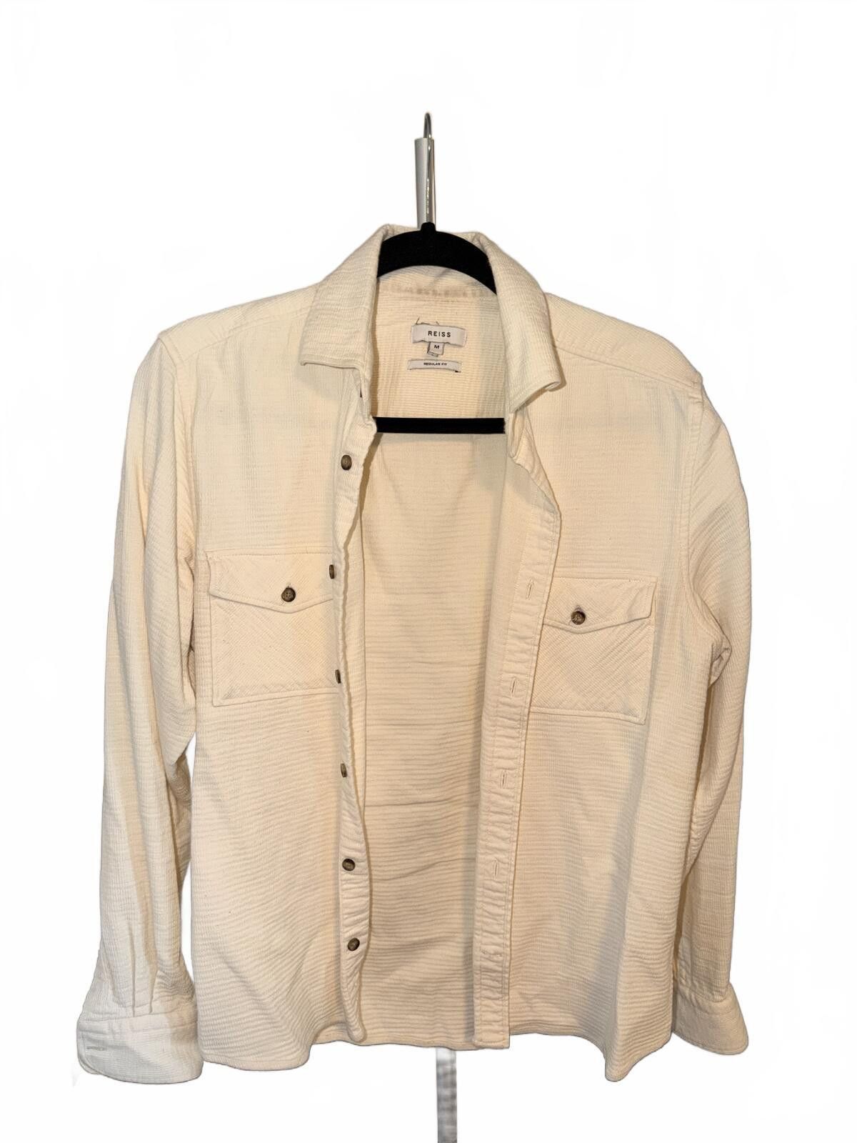 Reiss REISS Men's Cream Corduroy Shirt Jacket Medium Regular Fit Size US M / EU 48-50 / 2 - 1 Thumbnail