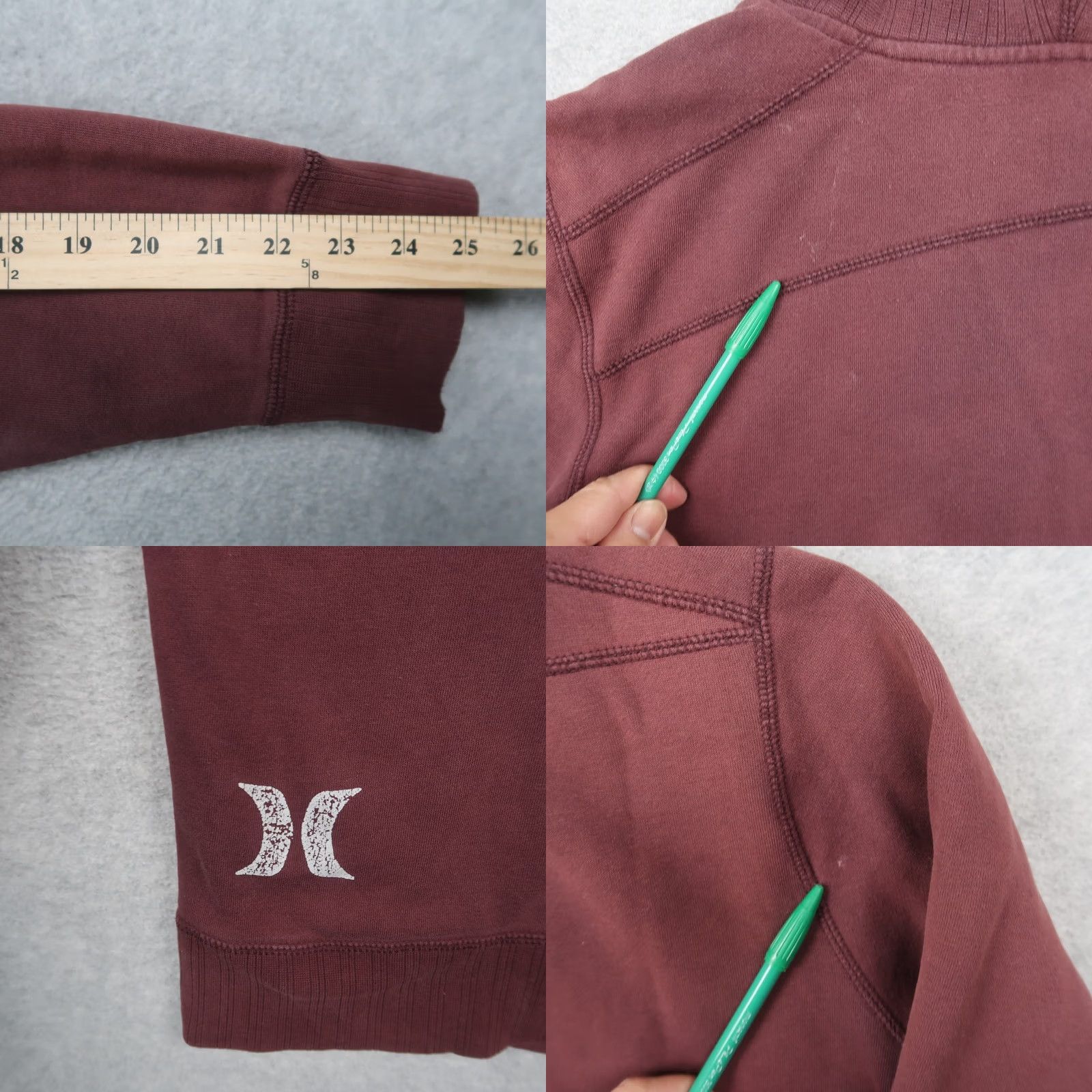 Hurley Vintage Hurley Hoodie Mens L Burgundy Zip Up Sweatshirt 90s Grunge Retro Full Zip Lined Skate Y2K Hoodie Size US L / EU 52-54 / 3 - 10 Thumbnail