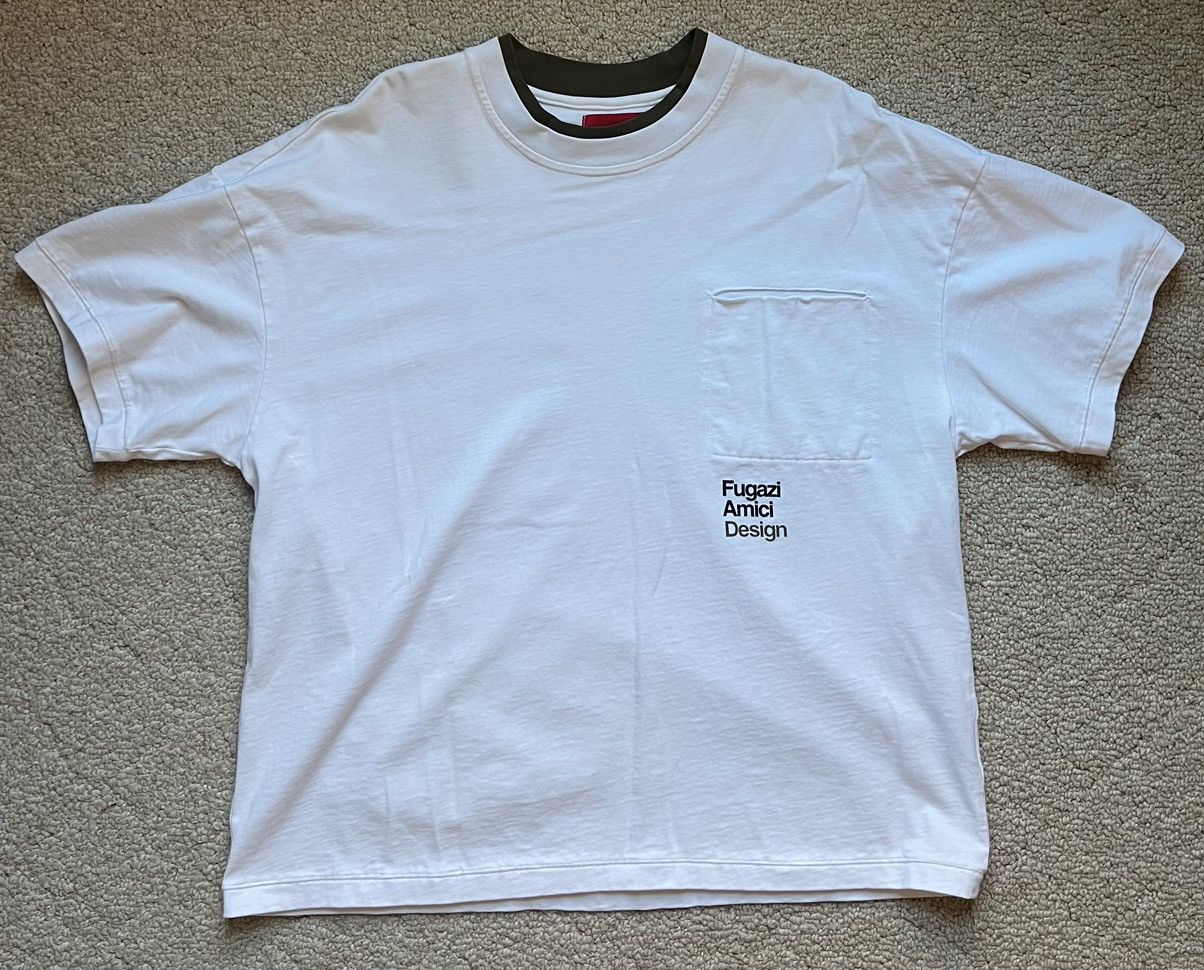 image of Fugazi Double Collar White Tee, Men's (Size Large)