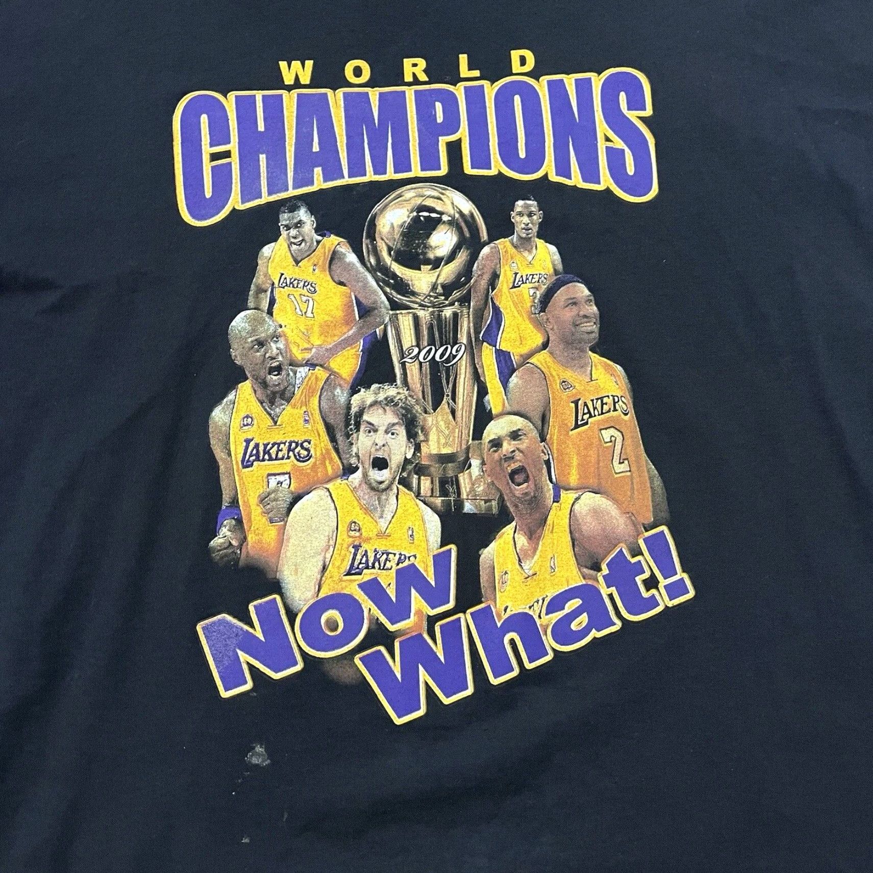 NBA VINTAGE Kobe Bryant Pau Gasol LA Lakers 2009 NBA Finals Champions Shirt 3XL Black Cotton Crew Neck Short Sleeve Men T-Shirt VTG Size US XXL / EU 58 / 5 - 2 Thumbnail