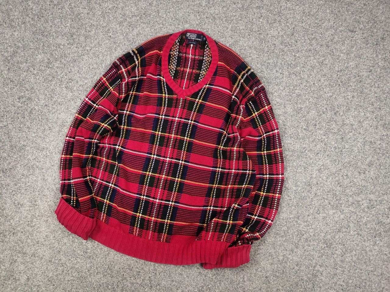 Polo Ralph Lauren Rare Vintage Polo Ralph Lauren Knit Sweater Plaid Red Tartan Size US XL / EU 56 / 4 - 3 Thumbnail