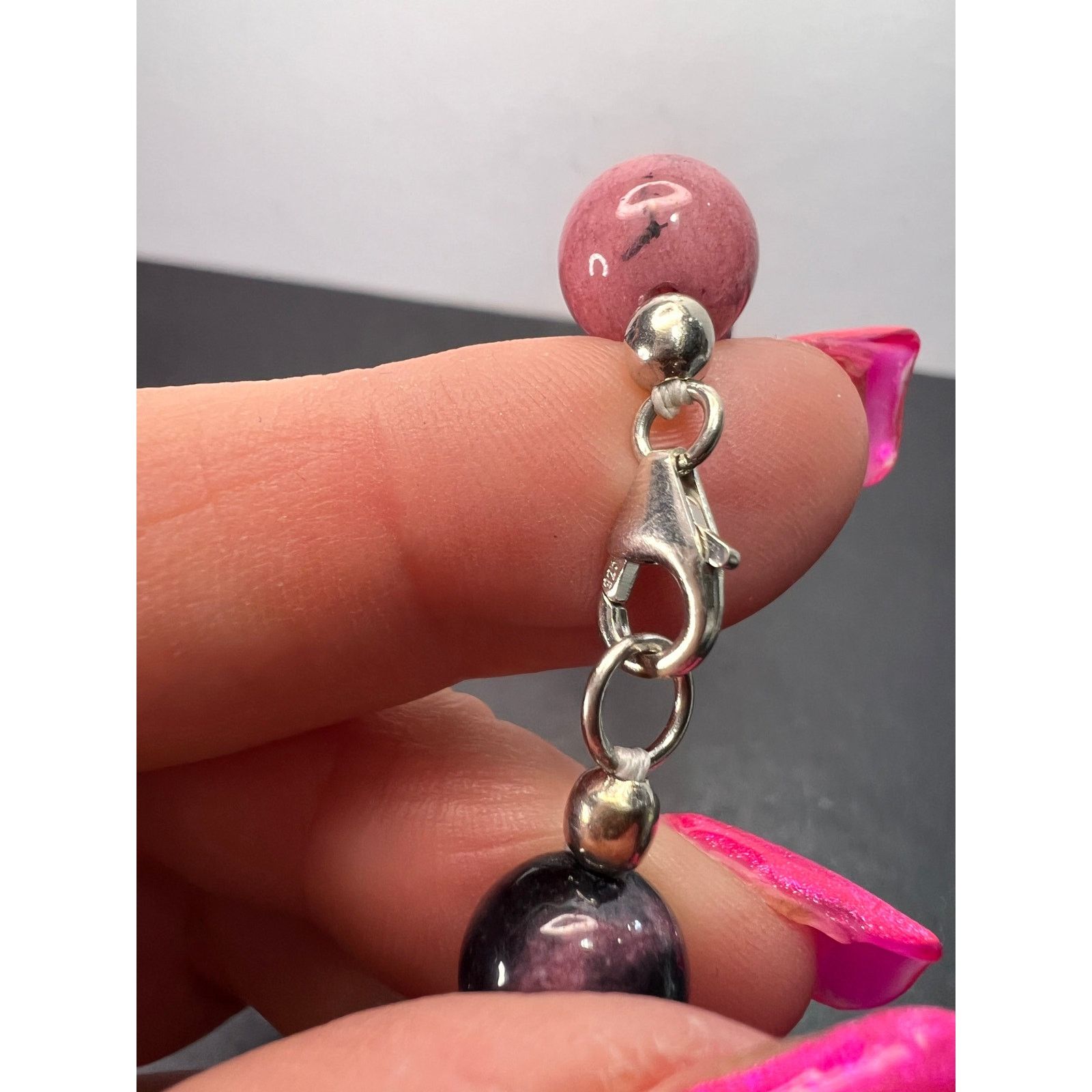 Other Rhodonite beaded necklace with sterling silver clasp Size ONE SIZE - 10 Thumbnail
