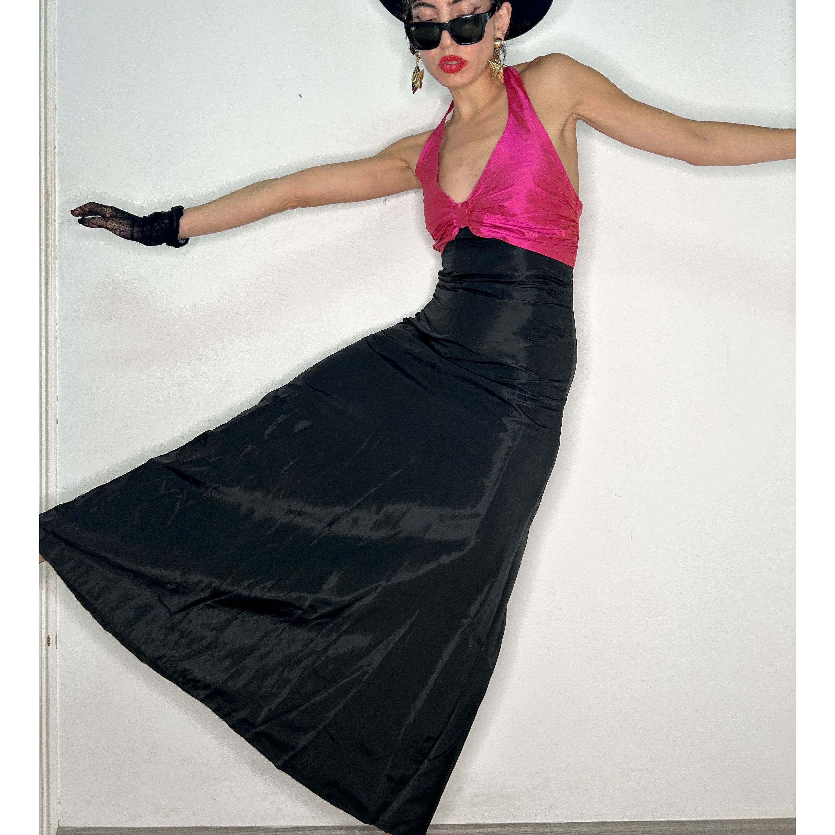 Vintage Vintage taffeta halter backless maxi dress Size M / US 6-8 / IT 42-44 - 4 Thumbnail