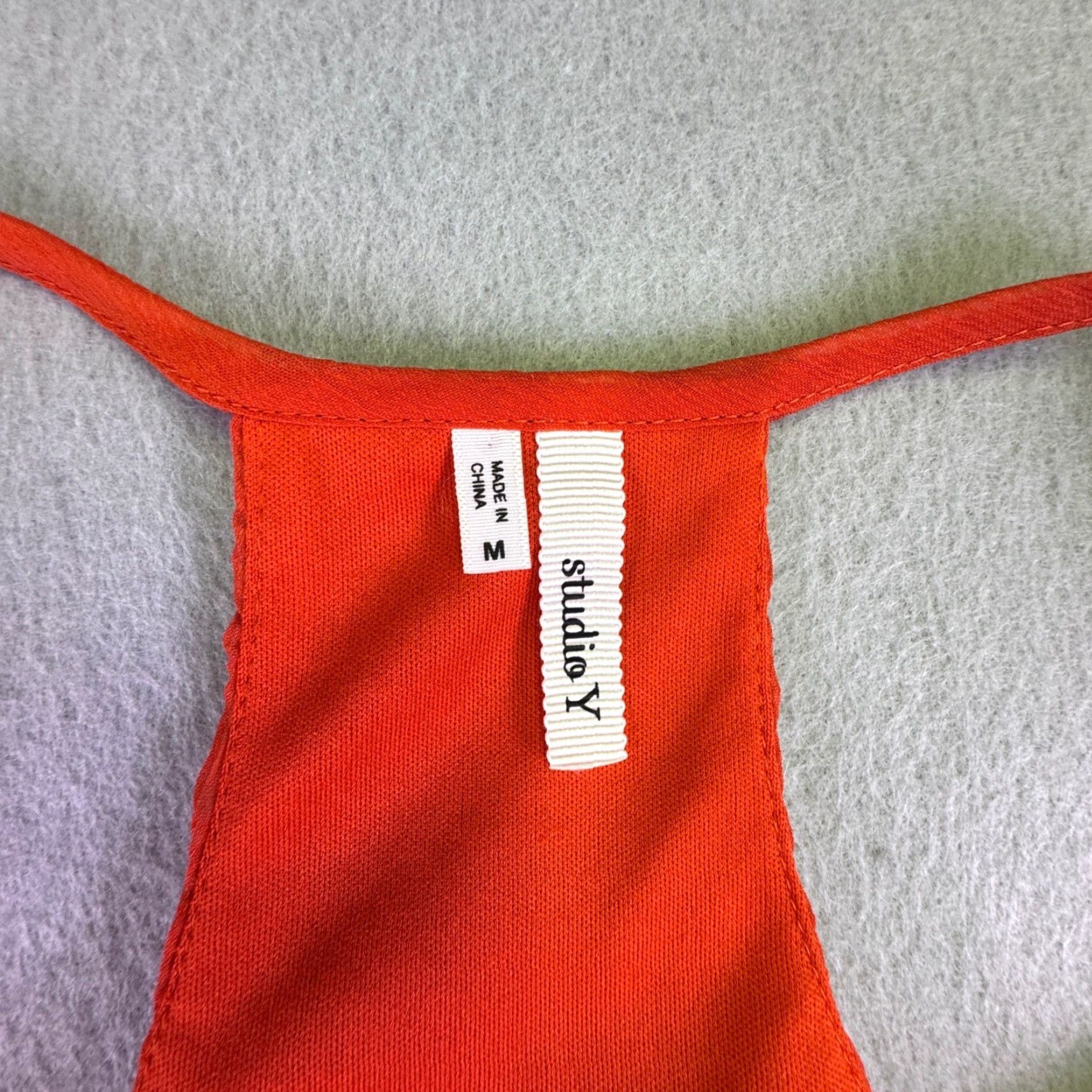 Vintage Studio Y Tank Top Women's M Orange Beaded Sequin Racerback Chiffon Camisole Party Casual Bohemian Beach Summer Vintage No Size M / US 6-8 / IT 42-44 - 4 Thumbnail