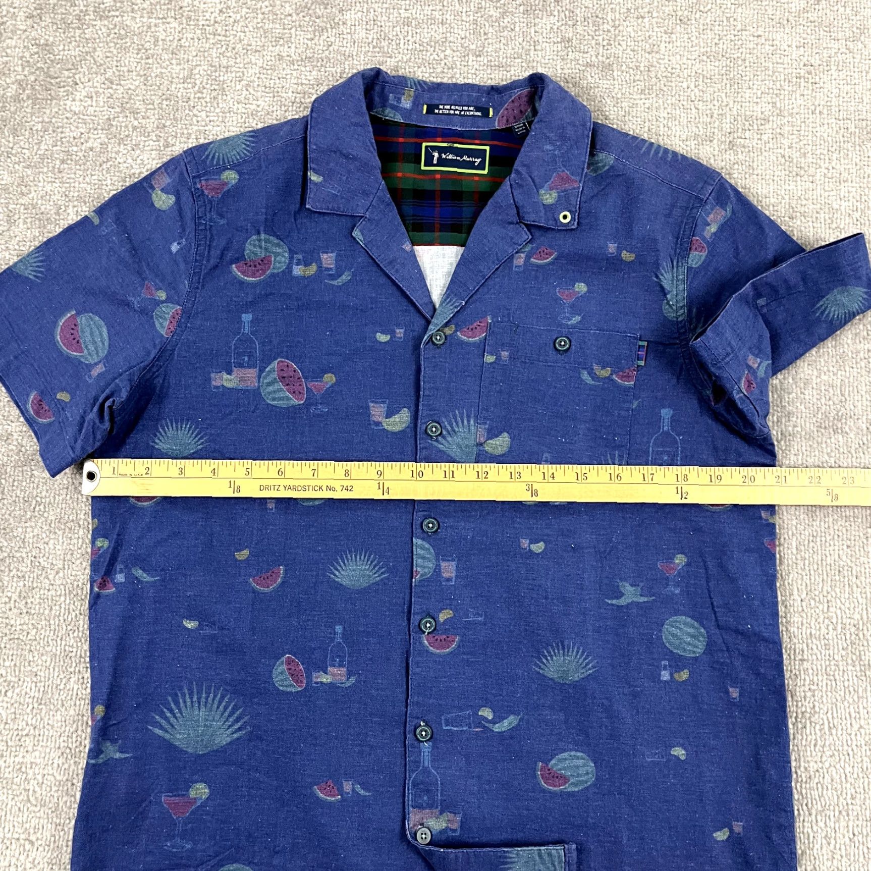 Vintage WILLIAM MURRAY Shirt Mens Small Blue Watermelon Hawaiian Linen Blend Button Up Size US S / EU 44-46 / 1 - 6 Thumbnail