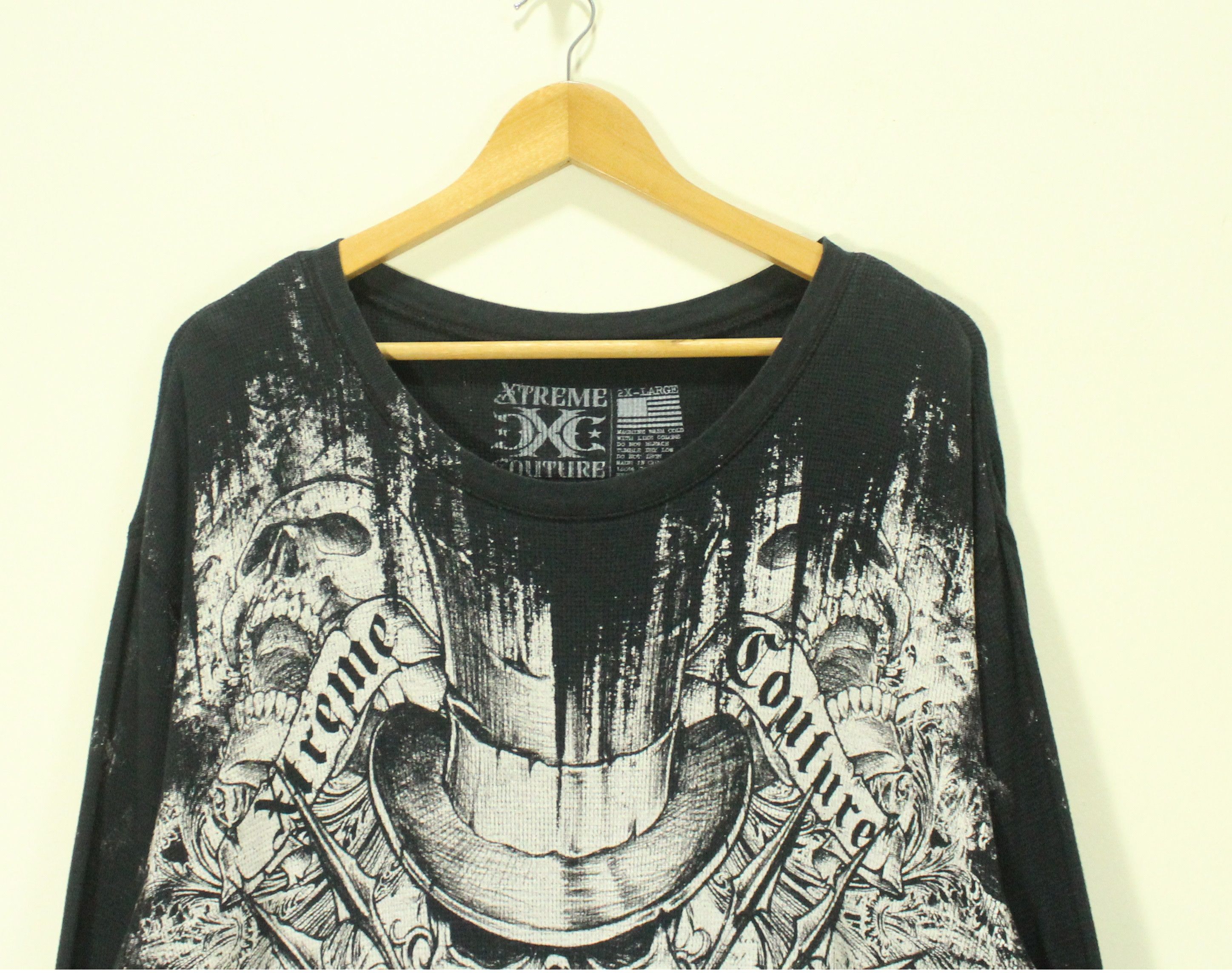 Vintage EXTREME COUTURE Shirt Skull Thermal Graphic Taatoo Size US XXL / EU 58 / 5 - 5 Thumbnail