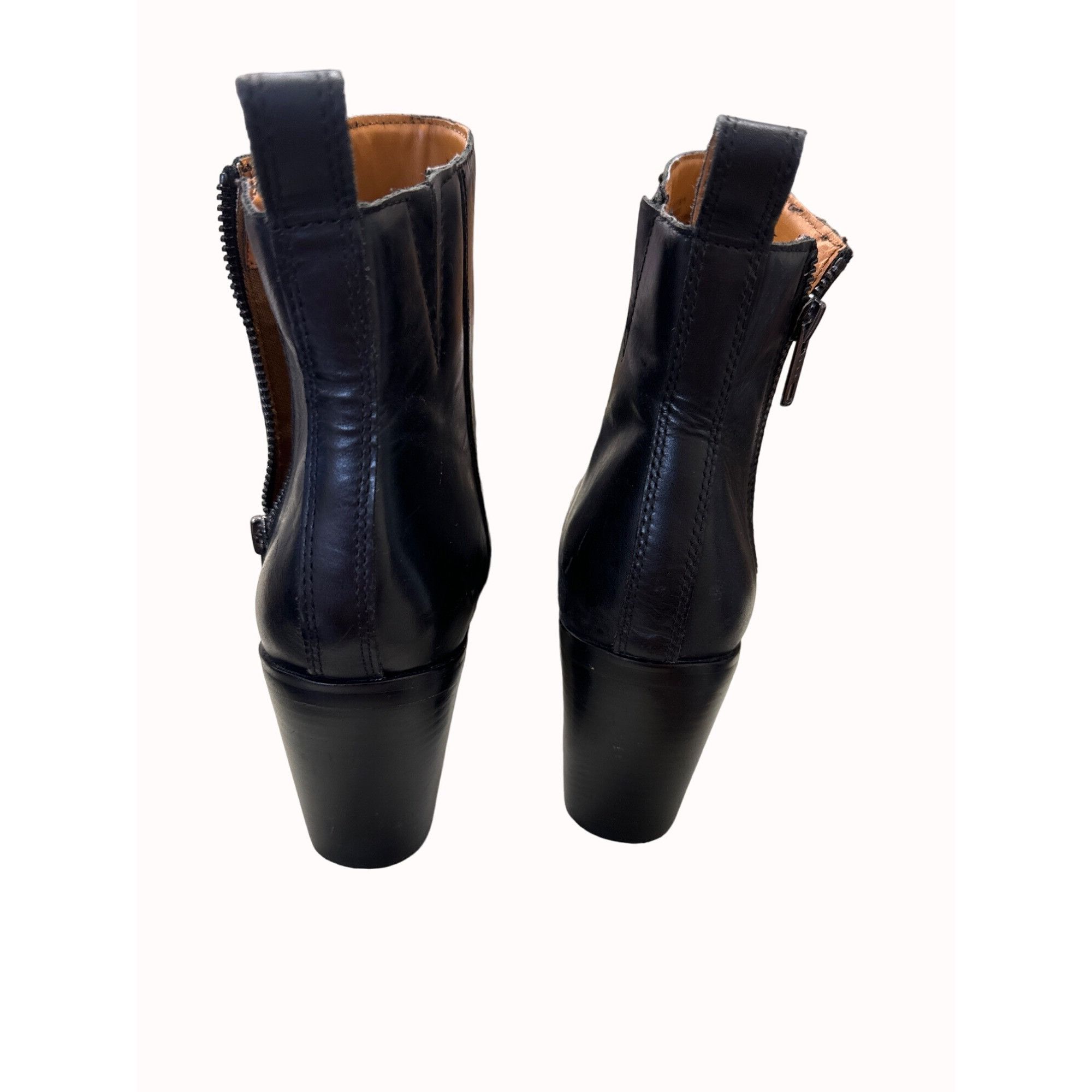 Gap Gap women’s black leather zip heel ankle boots size 10 SKU 5 Size US 10 / IT 40 - 3 Thumbnail