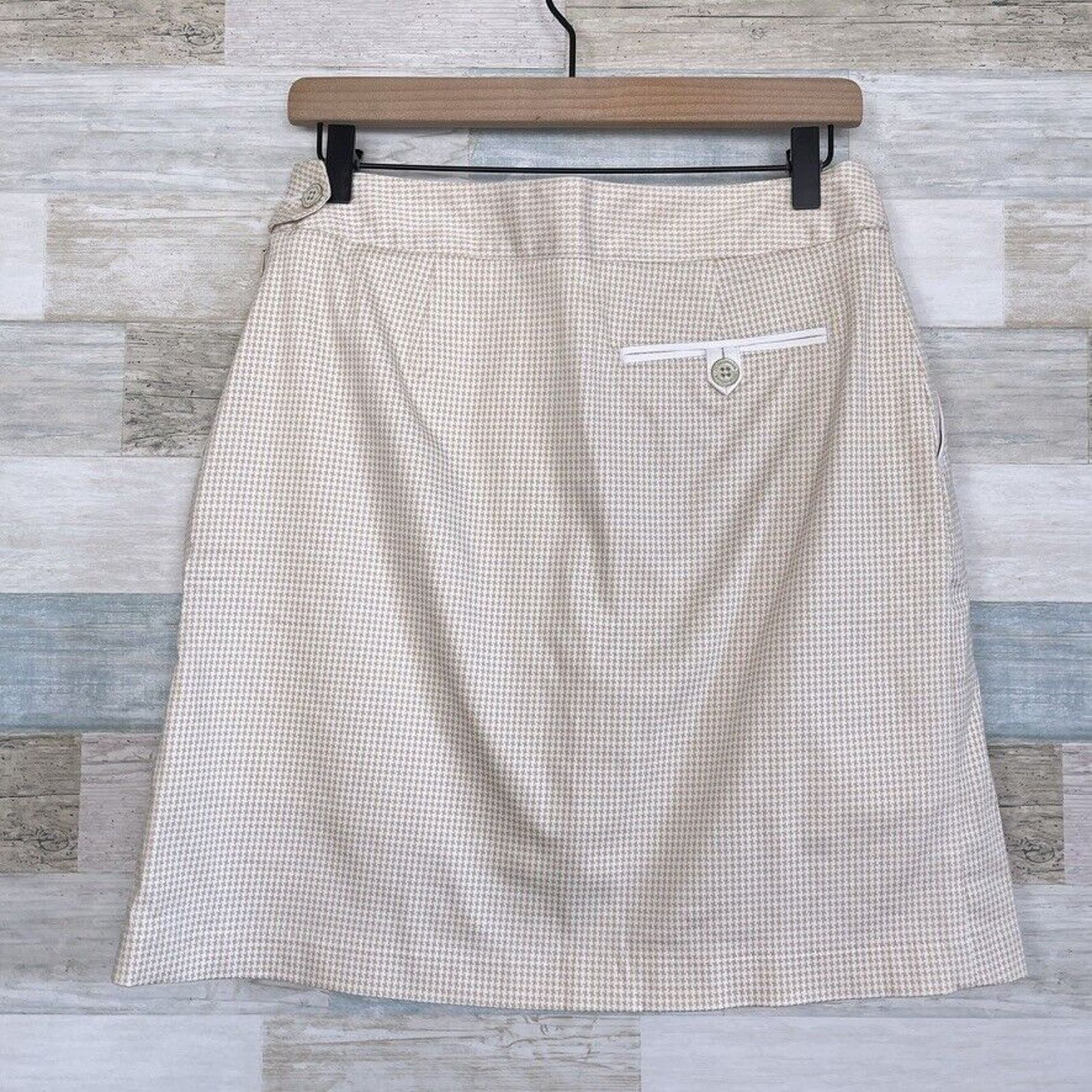 Peter Millar Peter Millar Kick Pleat Golf Skort Tan White Houndstooth 4 Size 27" / US 4 / IT 40 - 3 Thumbnail