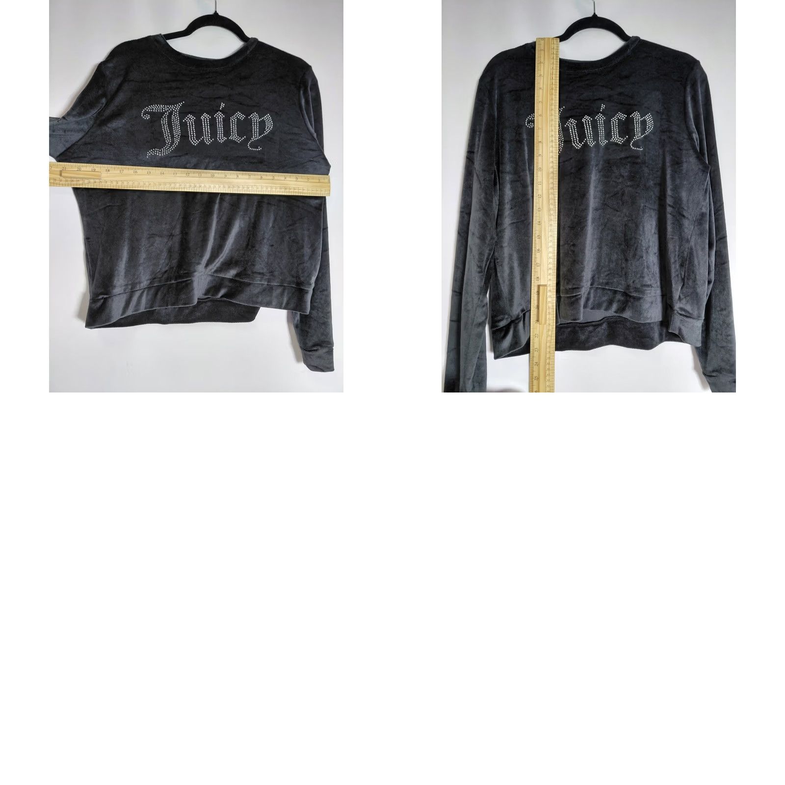 Juicy Couture Juicy Couture Velour Top Black Solid Long Sleeve Pullover L Women Sleepwear Shirt Size L / US 10 / IT 46 - 8 Thumbnail