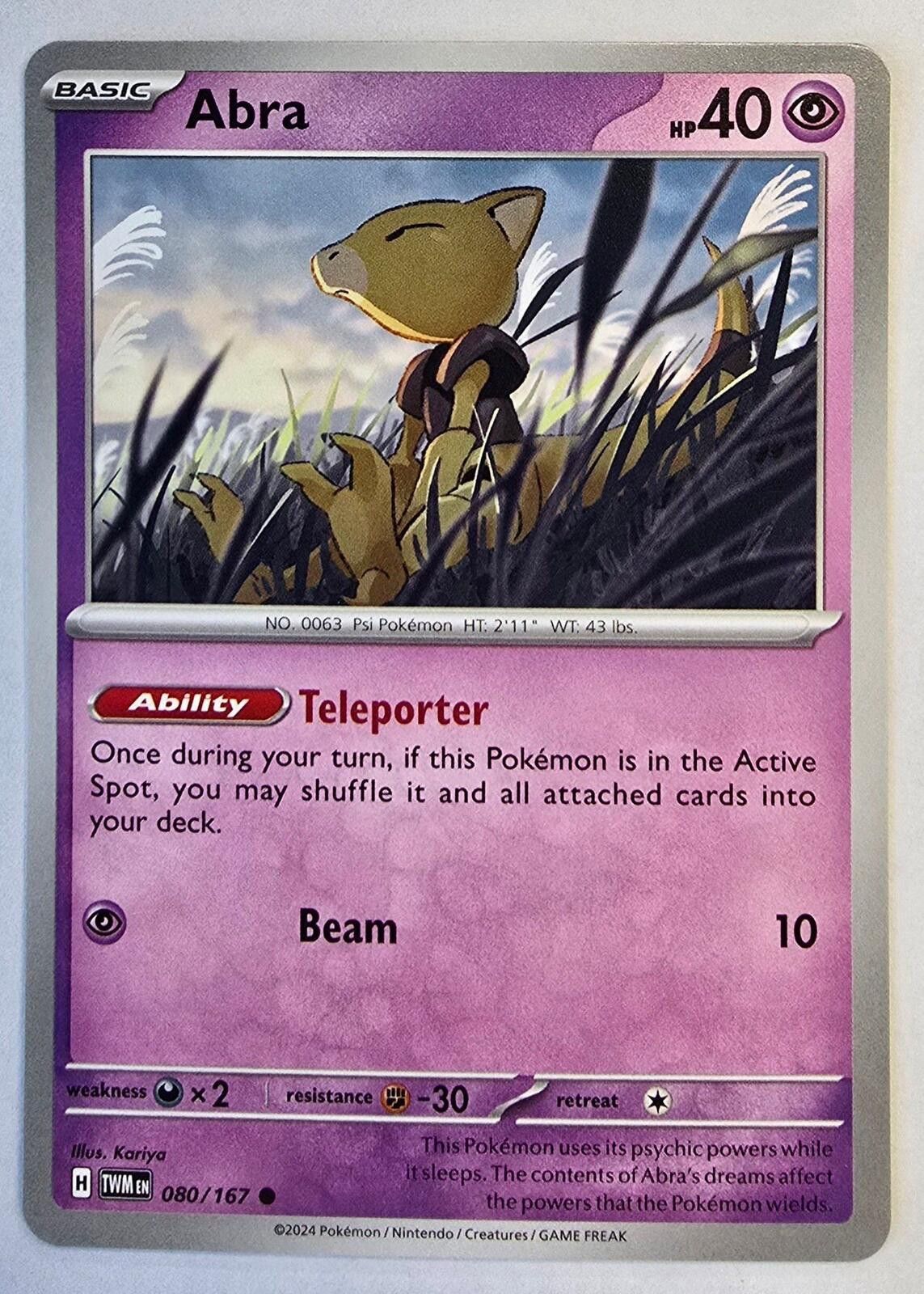 Pokemon Abra card from the Twilight Masquerade Size ONE SIZE - 1 Thumbnail