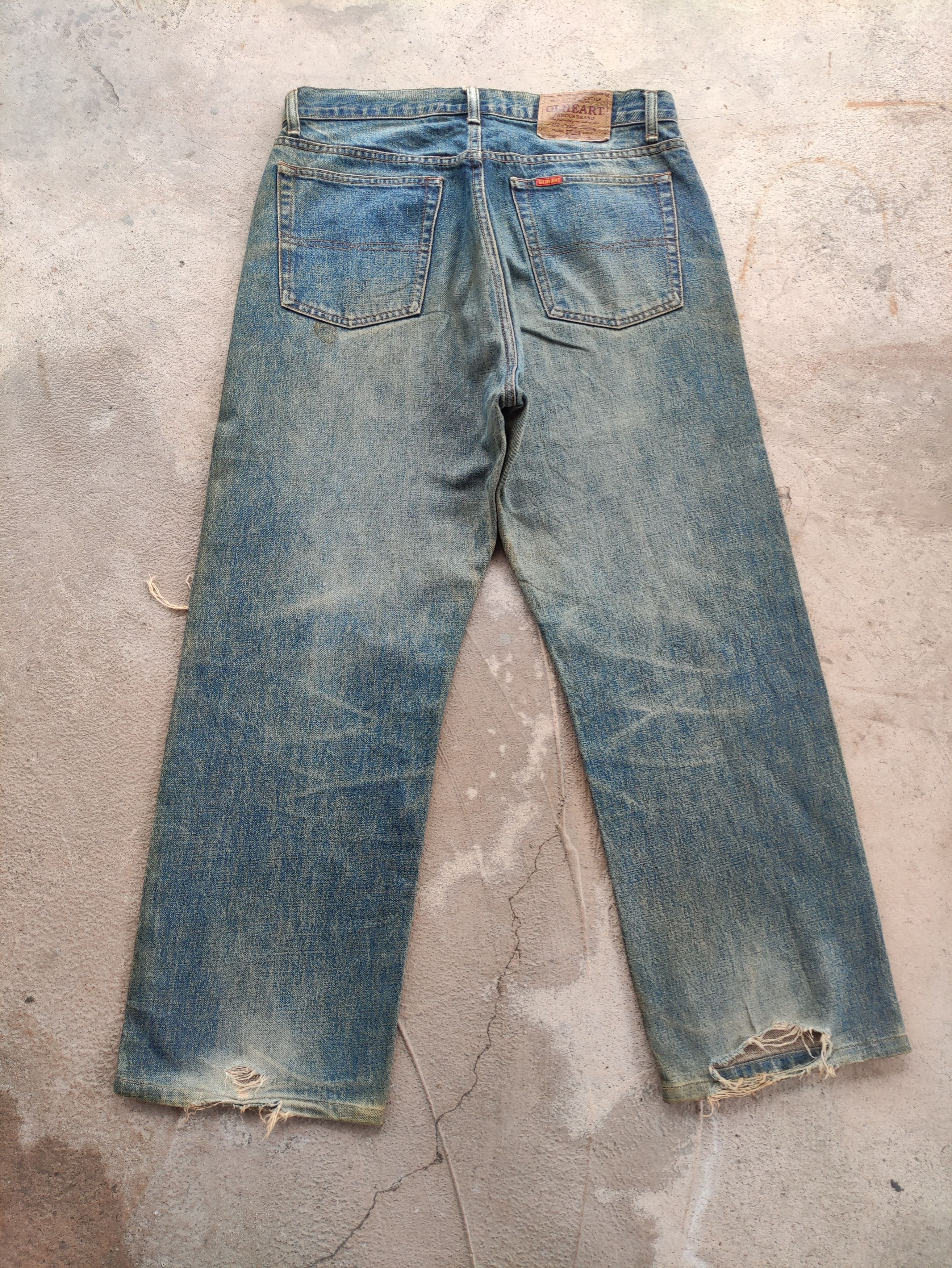 Japanese Brand Vintage GL Heart Japanese Baggy Rusty Distressed Faded Denim Size US 36 / EU 52 - 9 Thumbnail