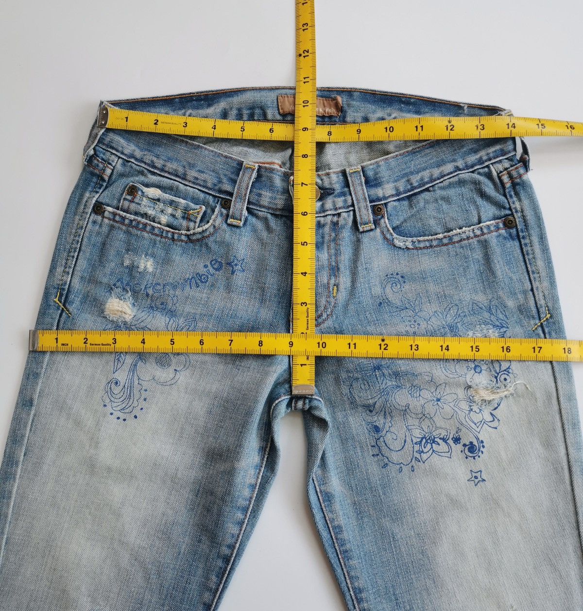 Vintage Vintage Bootcut Abercrombie Flowers Print Distressed Jeans Size 28" / US 6 / IT 42 - 10 Thumbnail
