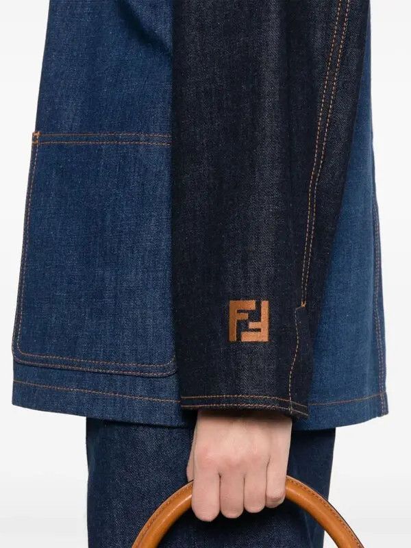 Fendi o1loc1c0126 Two-tone Denim Jacket in Blue Size S / US 4 / IT 40 - 4 Thumbnail