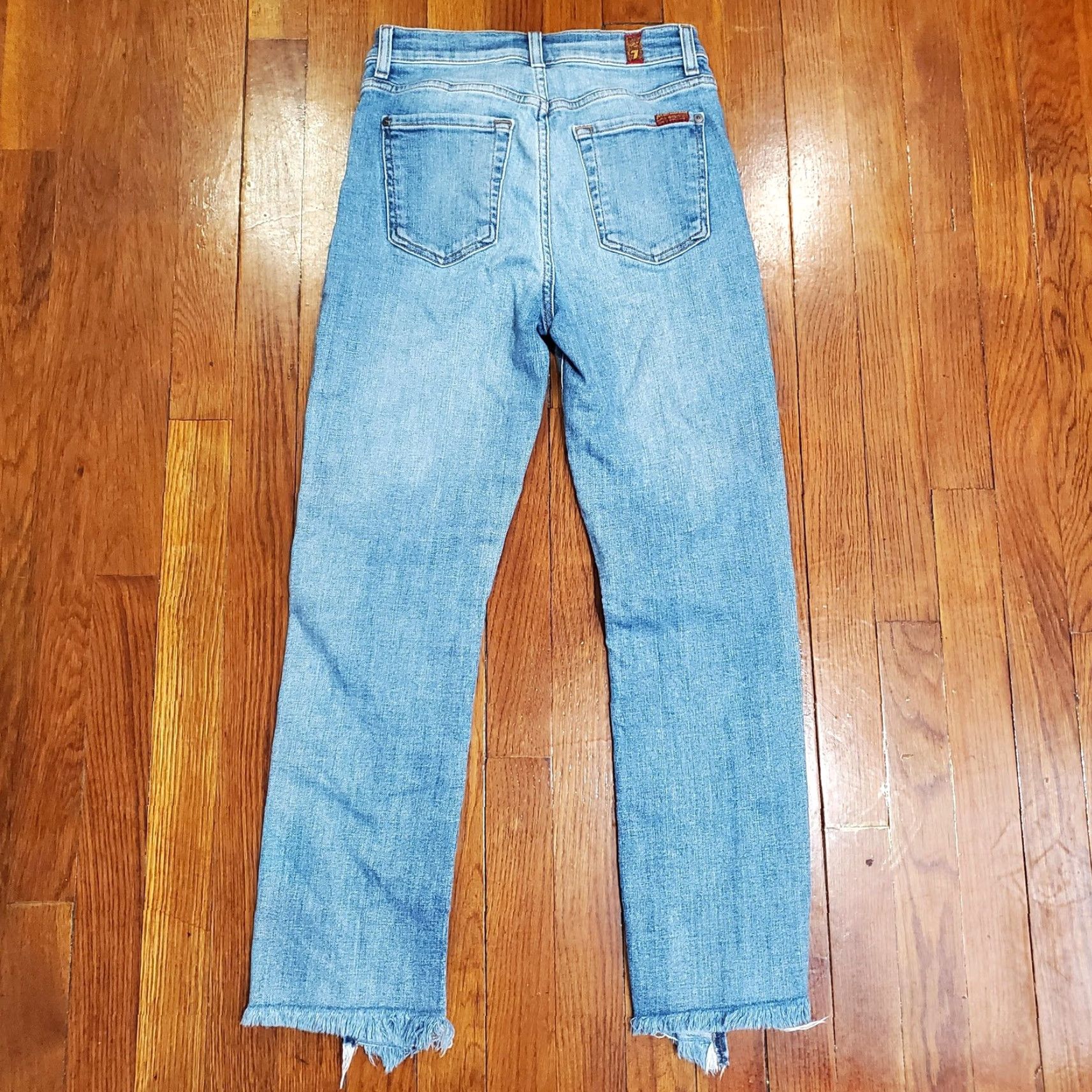 7 For All Mankind 7 For All Mankind Edie Jeans Womens 25 Blue Mid Rise Skinny Frayed Hem Crop Jeans Size 42" / US 20 - 2 Thumbnail