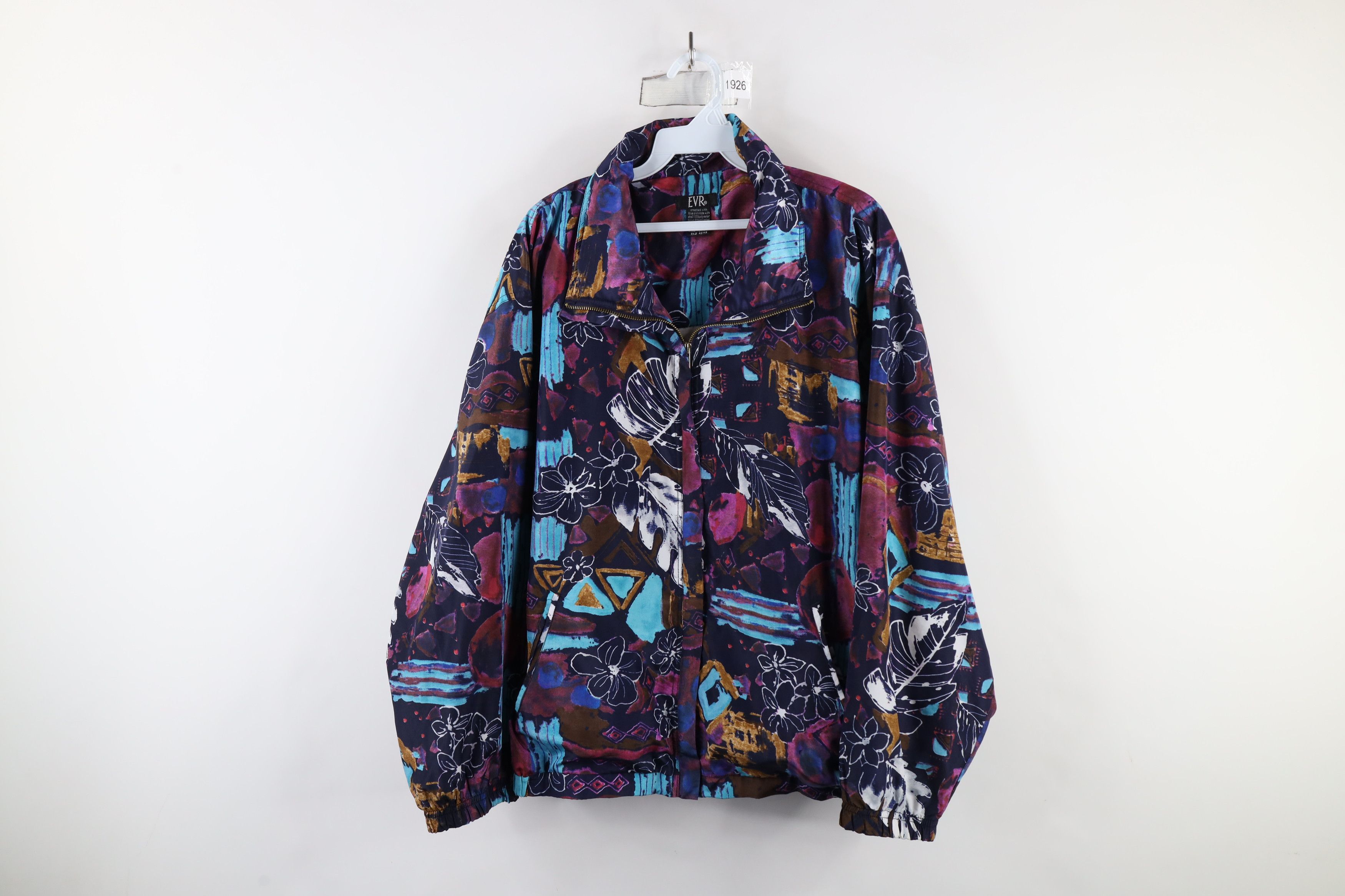 Vintage Vintage 90s Streetwear Flower Lined Windbreaker Jacket Size XL / US 12-14 / IT 48-50 - 1 Thumbnail