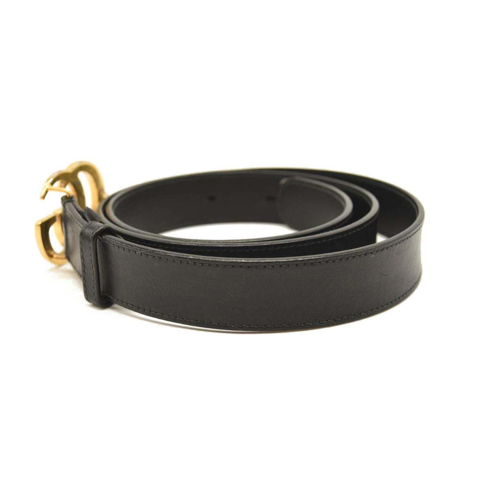 Gucci GUCCI Calfskin Double G 20mm Belt 100 40 Black Size ONE SIZE - 3 Thumbnail