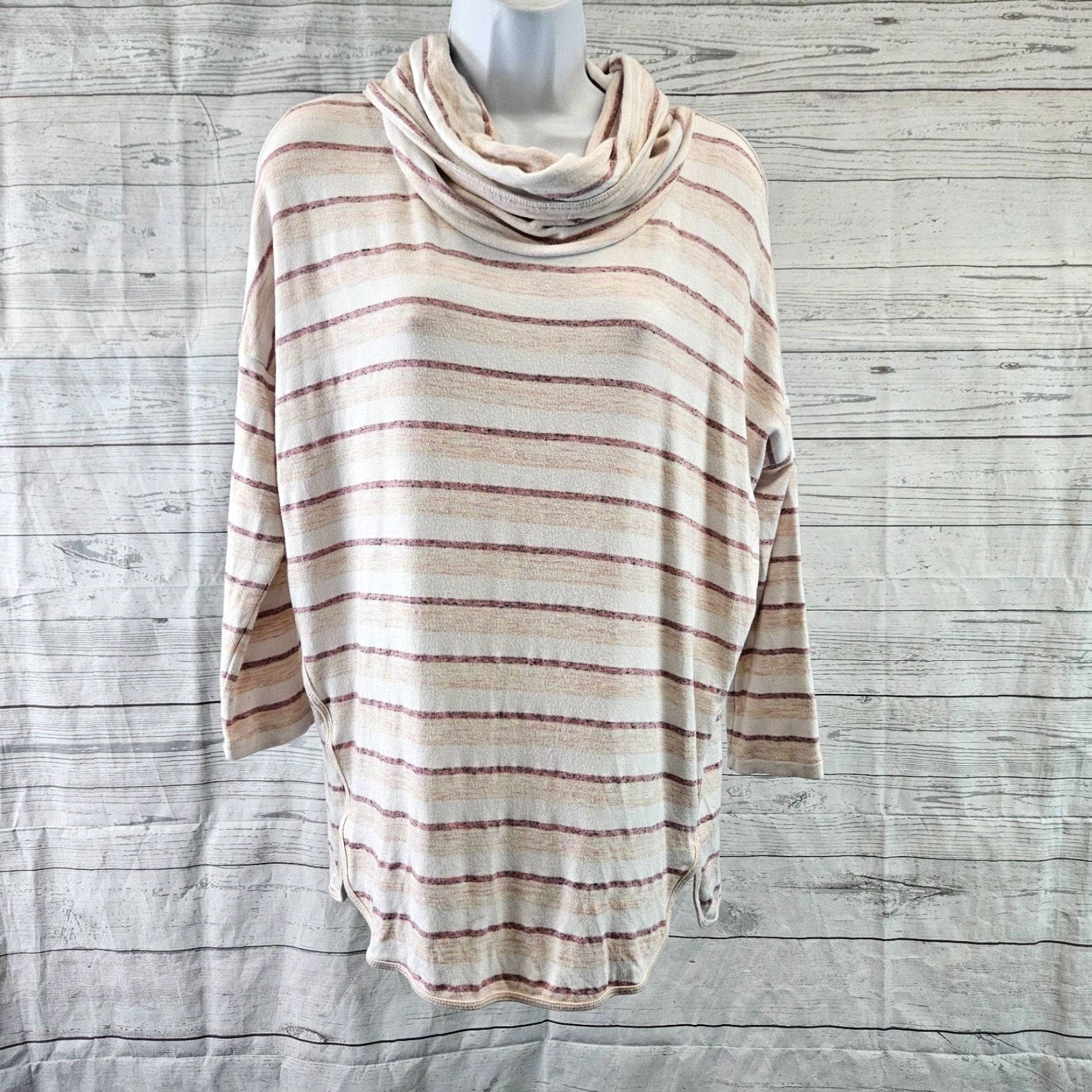 Lou & Grey Lou & Grey Womens Cowl Neck Top Sz S Pink White Stripe Rayon Blend Pullover 3/4 Sleeve Womens Stripe Colorful Knit Shirt Size S / US 4 / IT 40 - 2 Thumbnail