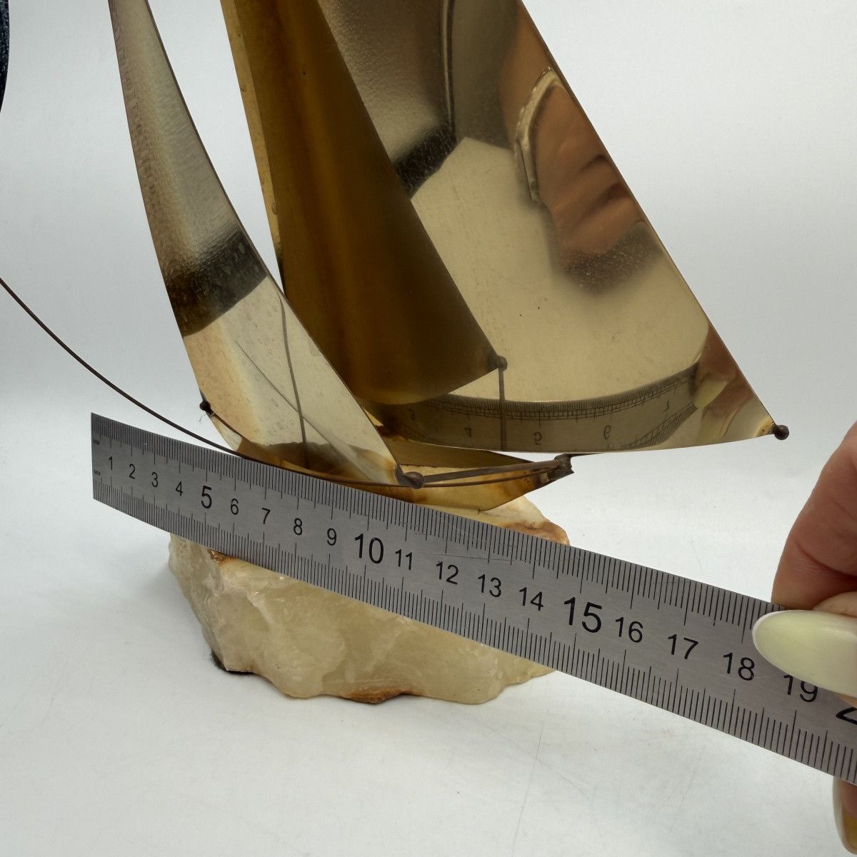 Vintage Vintage John DeMott Brass Sailboat Sculpture Onyx Base Size ONE SIZE - 7 Thumbnail