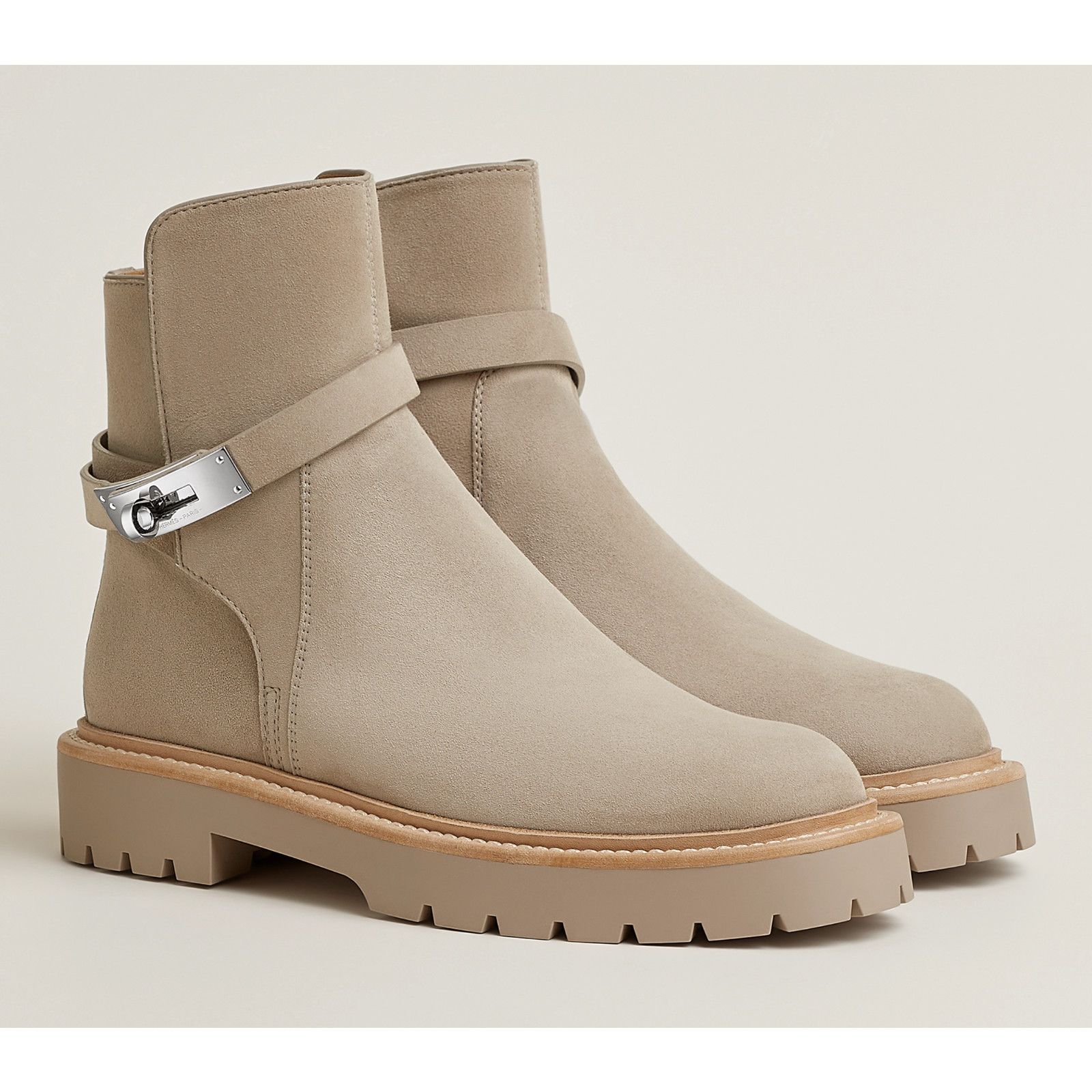 Hermes Hermes Jeff Ankle Boot Galet Suede Goatskin Kelly Lock 40 Size US 10 / IT 40 - 1 Thumbnail