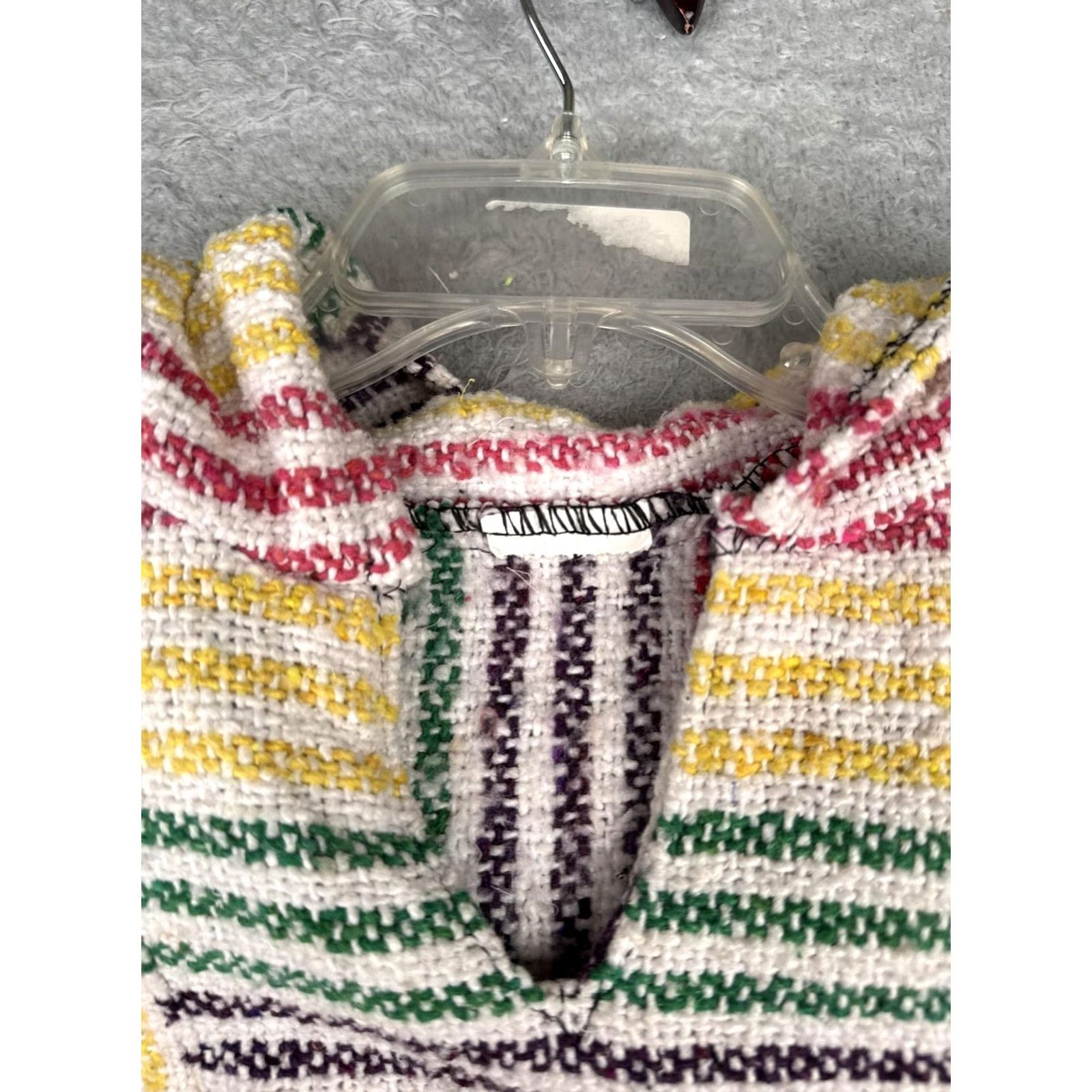KangaROOS Baja Hoodie Mens Large Multicolor Striped Heavyweight Kangaroo Pocket Hooded V-Neck Hippie Bohemian Festive Shirt? Size US L / EU 52-54 / 3 - 6 Thumbnail