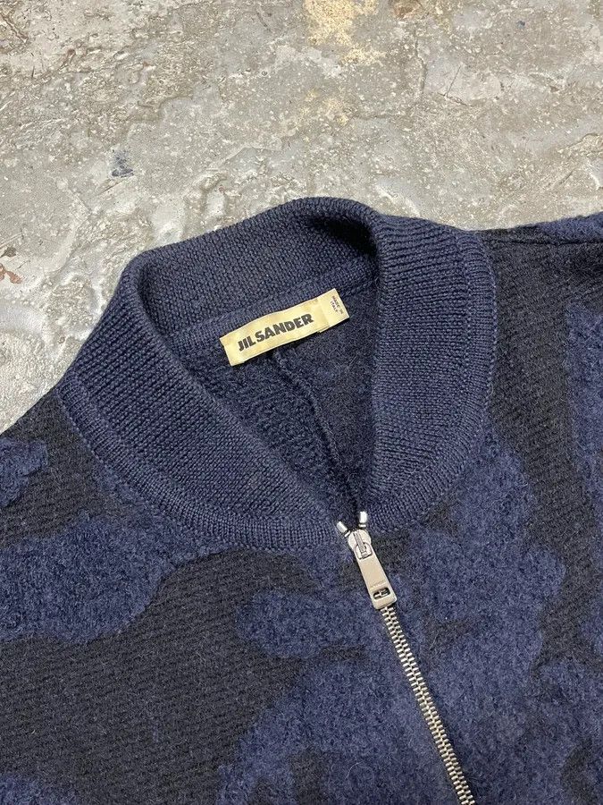 Jil Sander Jil Sander Navy Wool Two Tone Zip-up Sweater Size US M / EU 48-50 / 2 - 5 Thumbnail